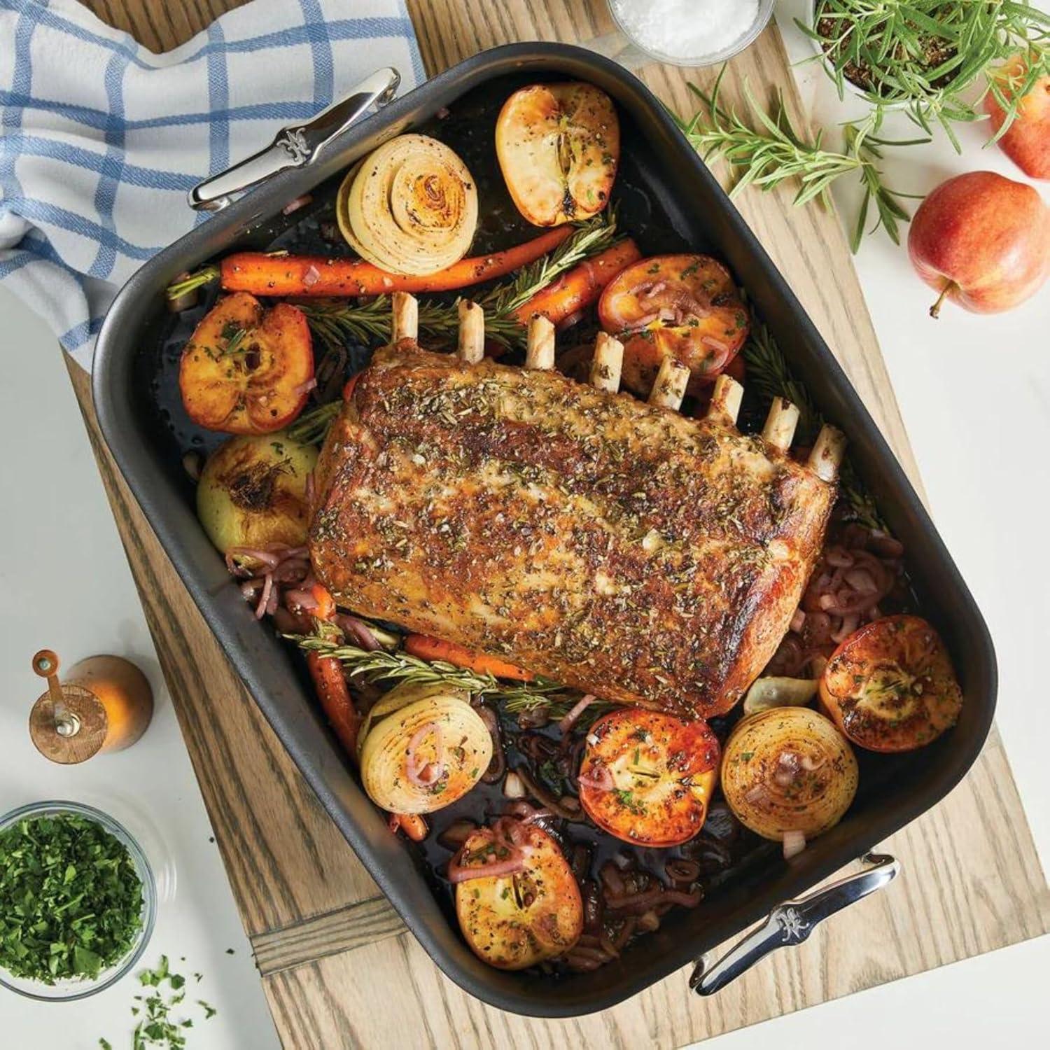 Provisions 17.25 x 12.4" x 3.54" Large Classic Nonstick Roaster with Rack (42cm x 30cm x 9cm)