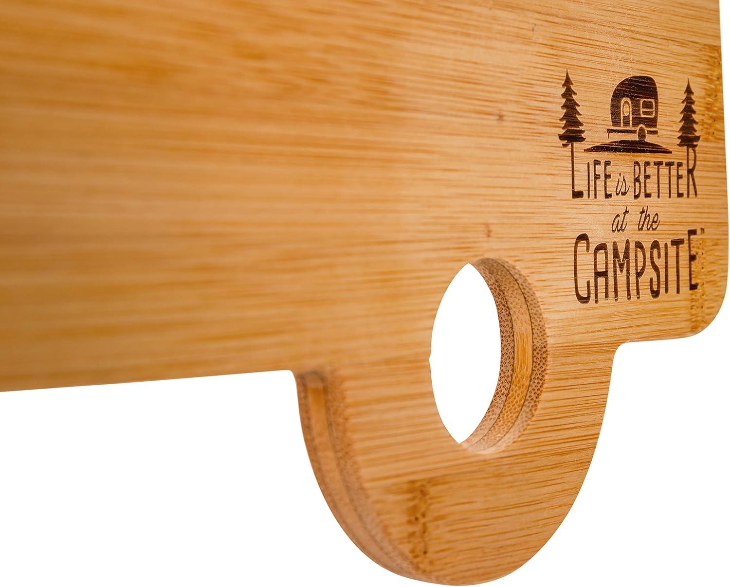 Camco Life Is Better at the Campsite Camper/RV Shaped Cutting Board | 17.25" (H) x 10.10" (W), Bamboo, Brown (53089)