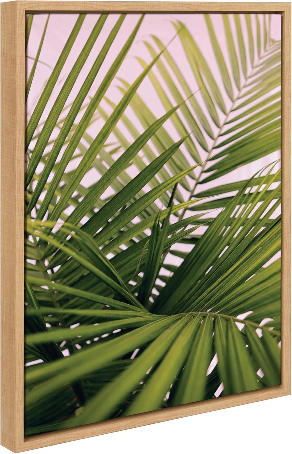 Kate & Laurel All Things Decor Sylvie Her Majesty 2 Framed Canvas Wall Art by Alicia Bock Natural Beach Palm Frond Tree Wall Art