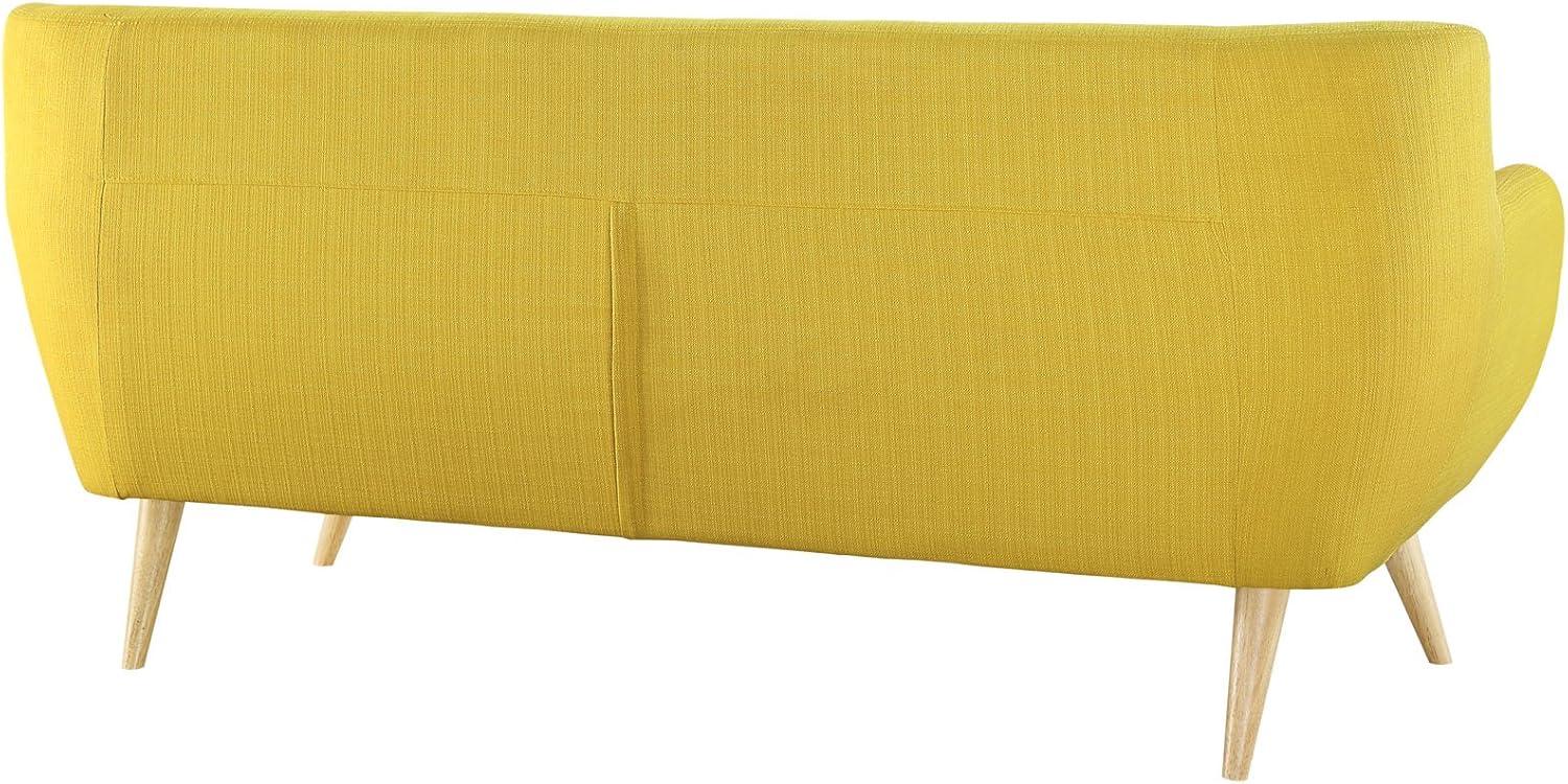 Sunny Tufted Fabric 74" Tuxedo Sofa with Natural Wood Legs