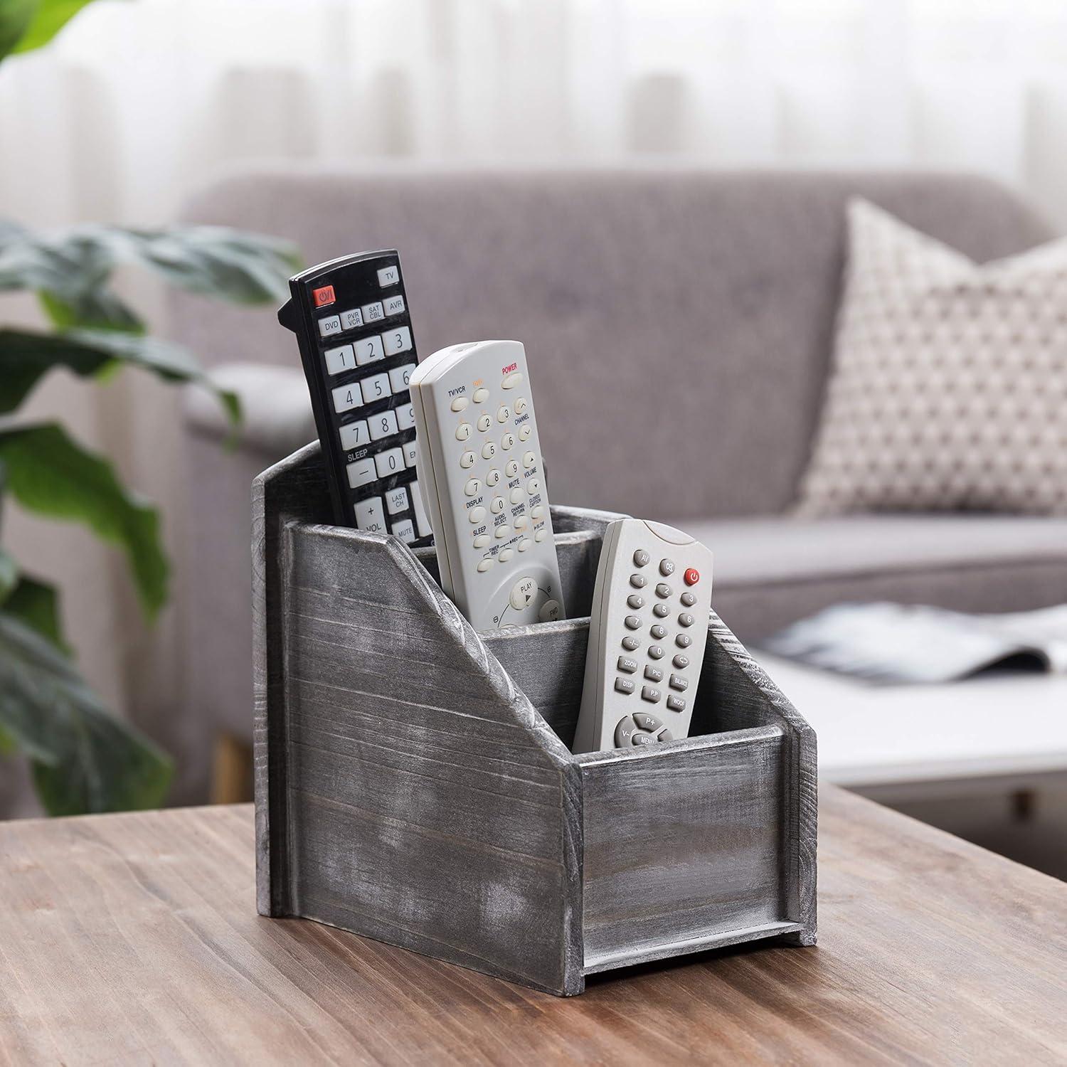 MyGift Gray/White Remote Control Holder
