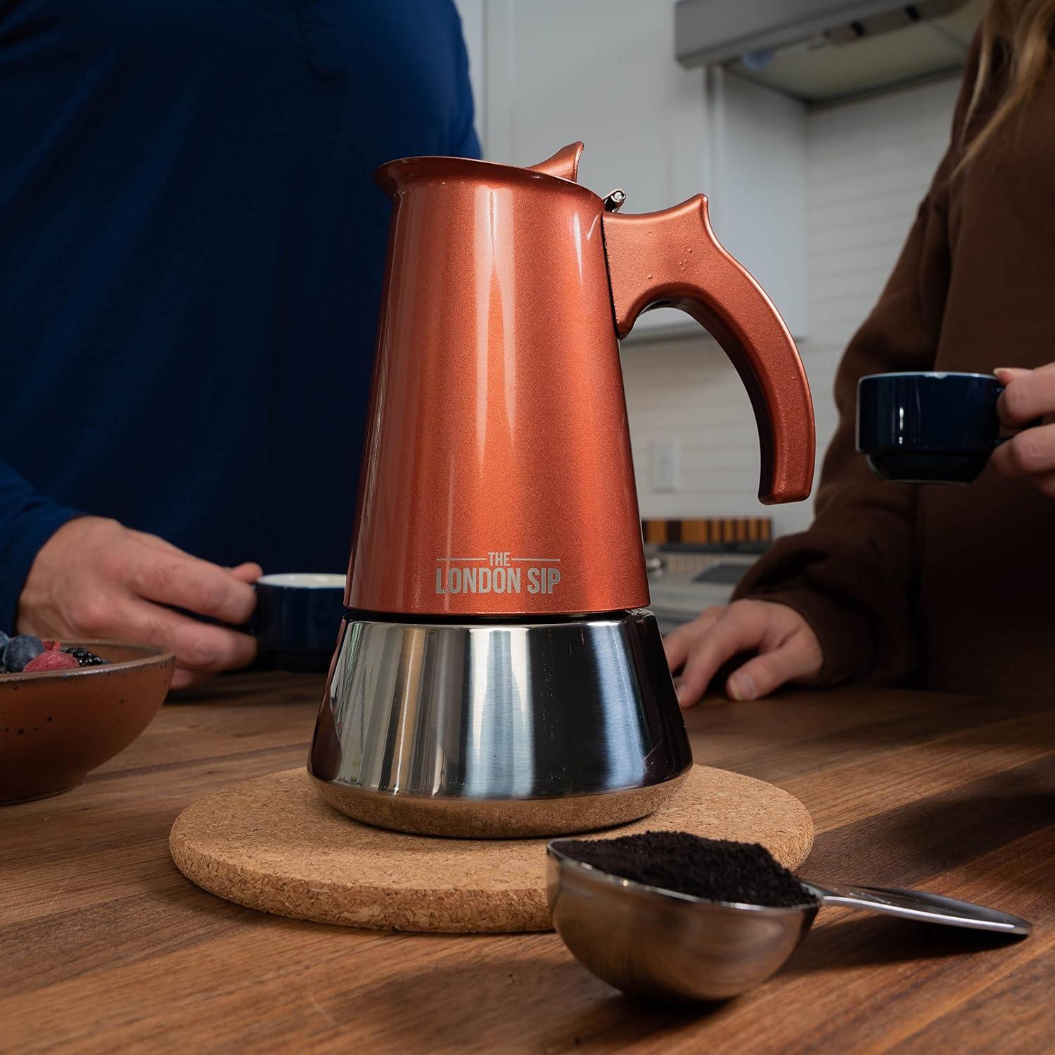 Copper and Stainless Steel 6-Cup Stovetop Espresso Maker