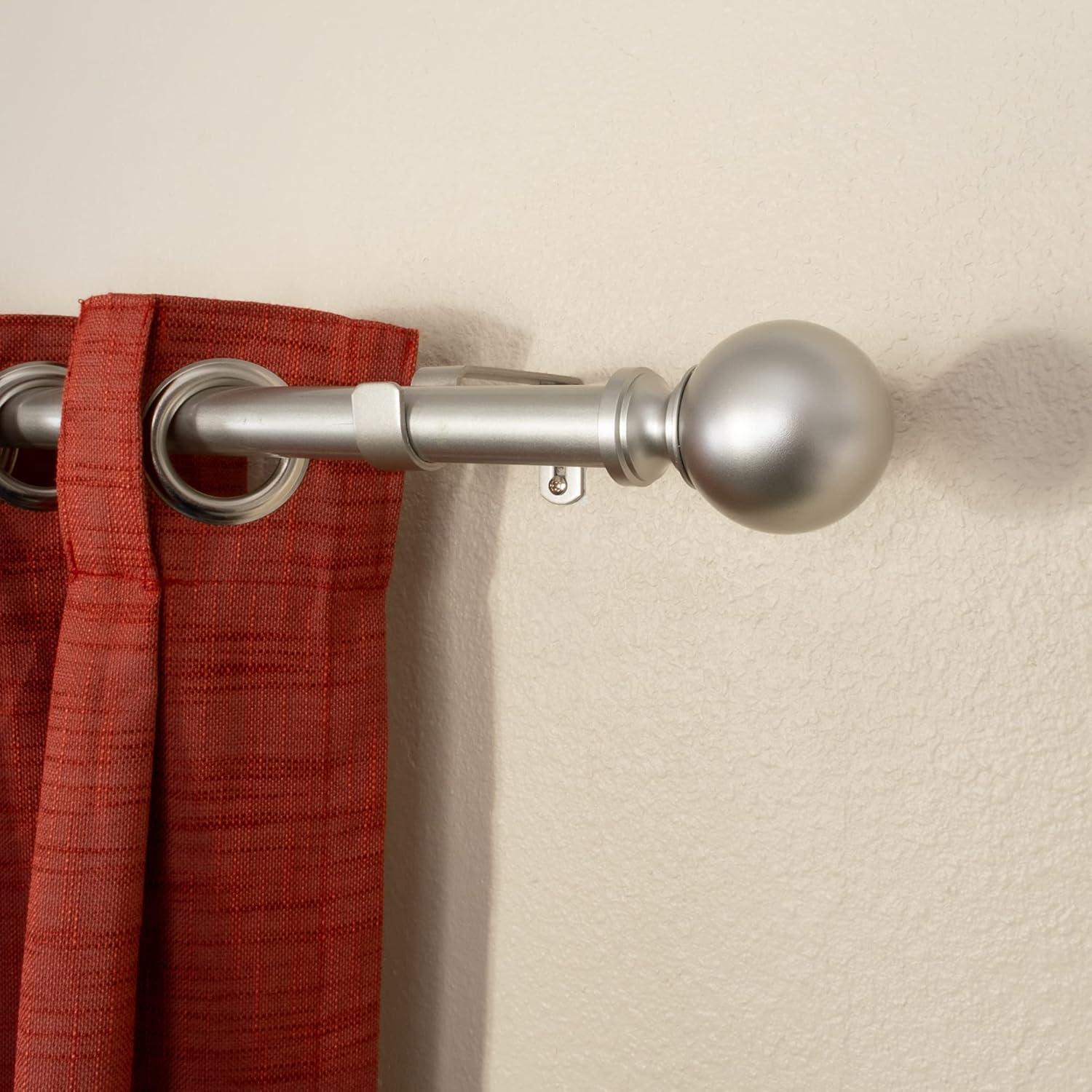 Antique Silver Adjustable Curtain Rod with Classic Ball Finial