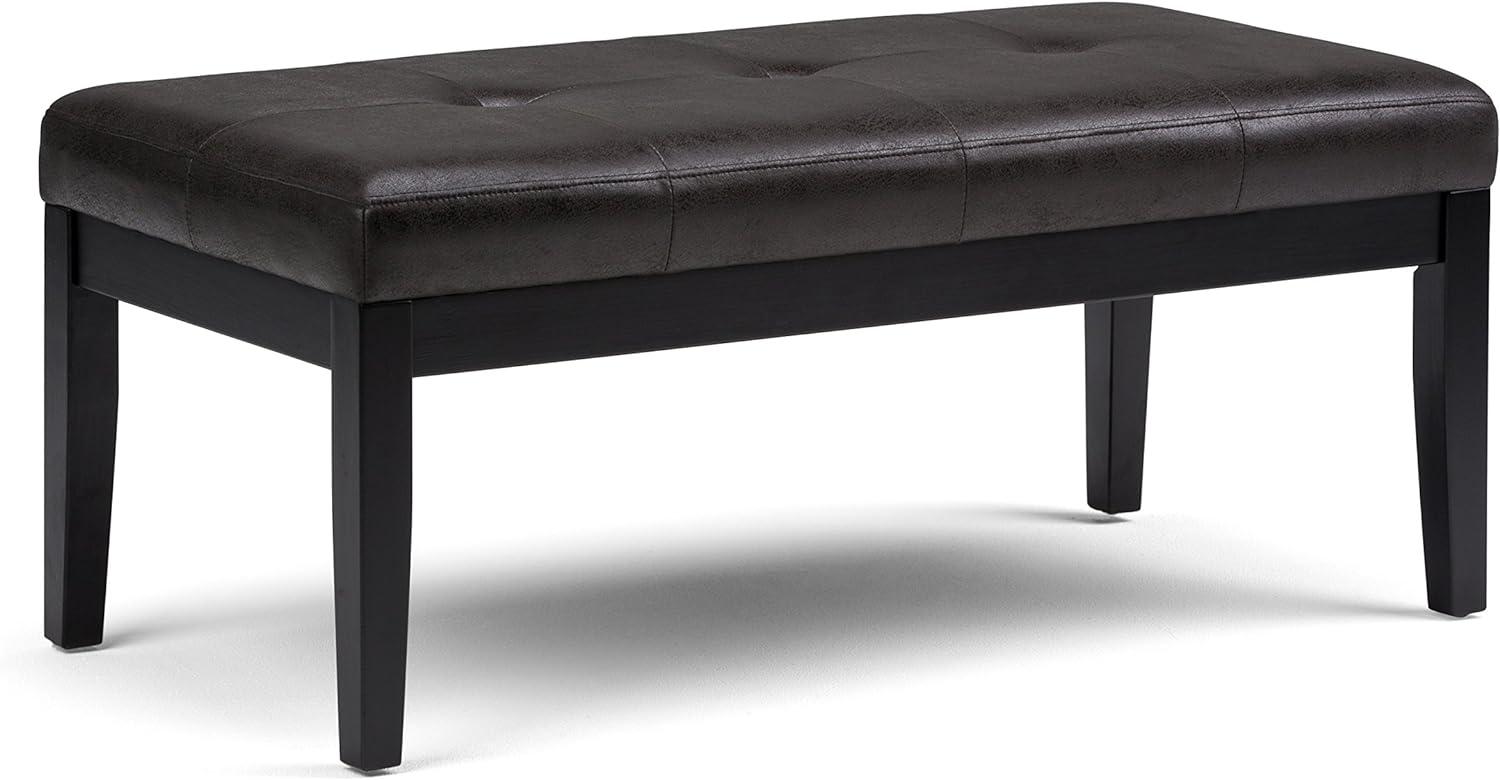 Slate Gray Tufted Rectangular Bench Ottoman