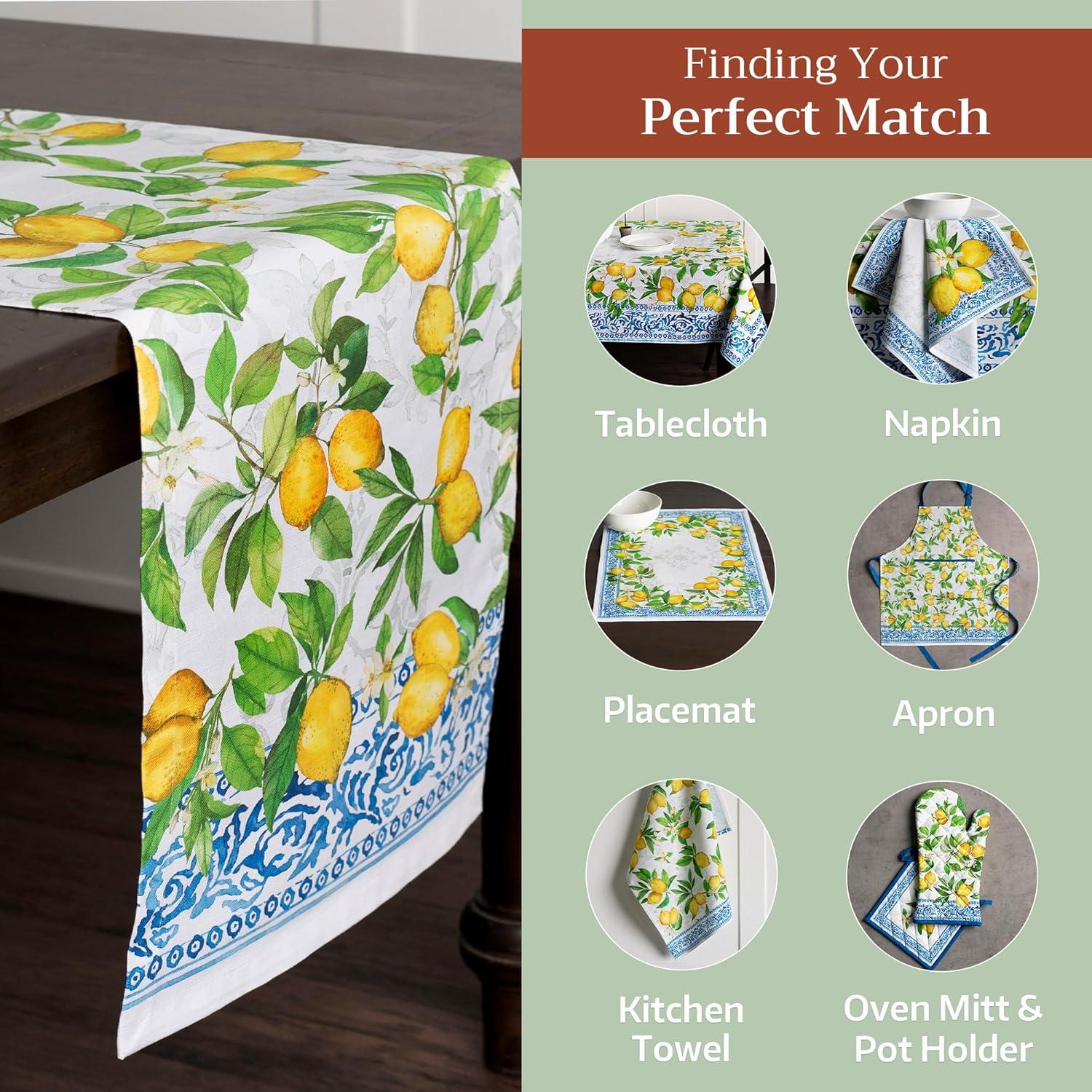 Design Imports Lemon Bliss Print Outdoor Table Runner 14X108 Inches