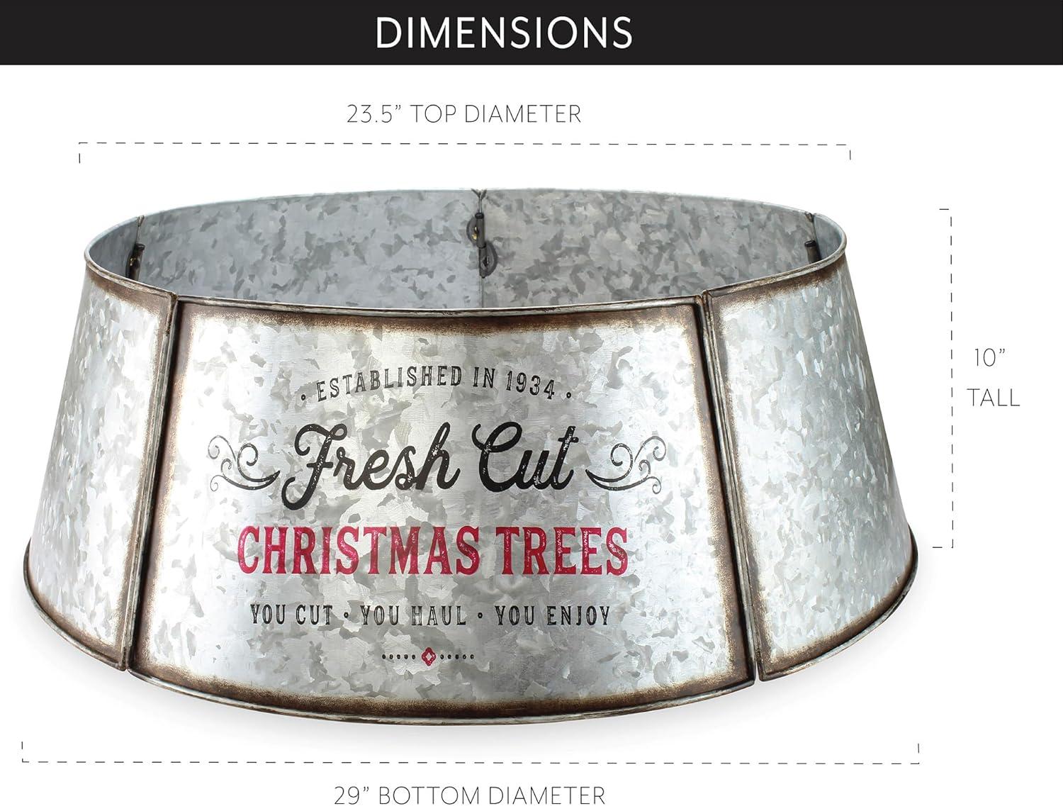 AuldHome Design 29" Galvanized Metal Christmas Tree Collar; for Large Trees, 5-Panel Version