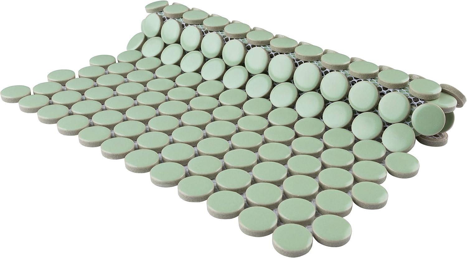 Metro Penny Matte Light Green Porcelain Mosaic Tile