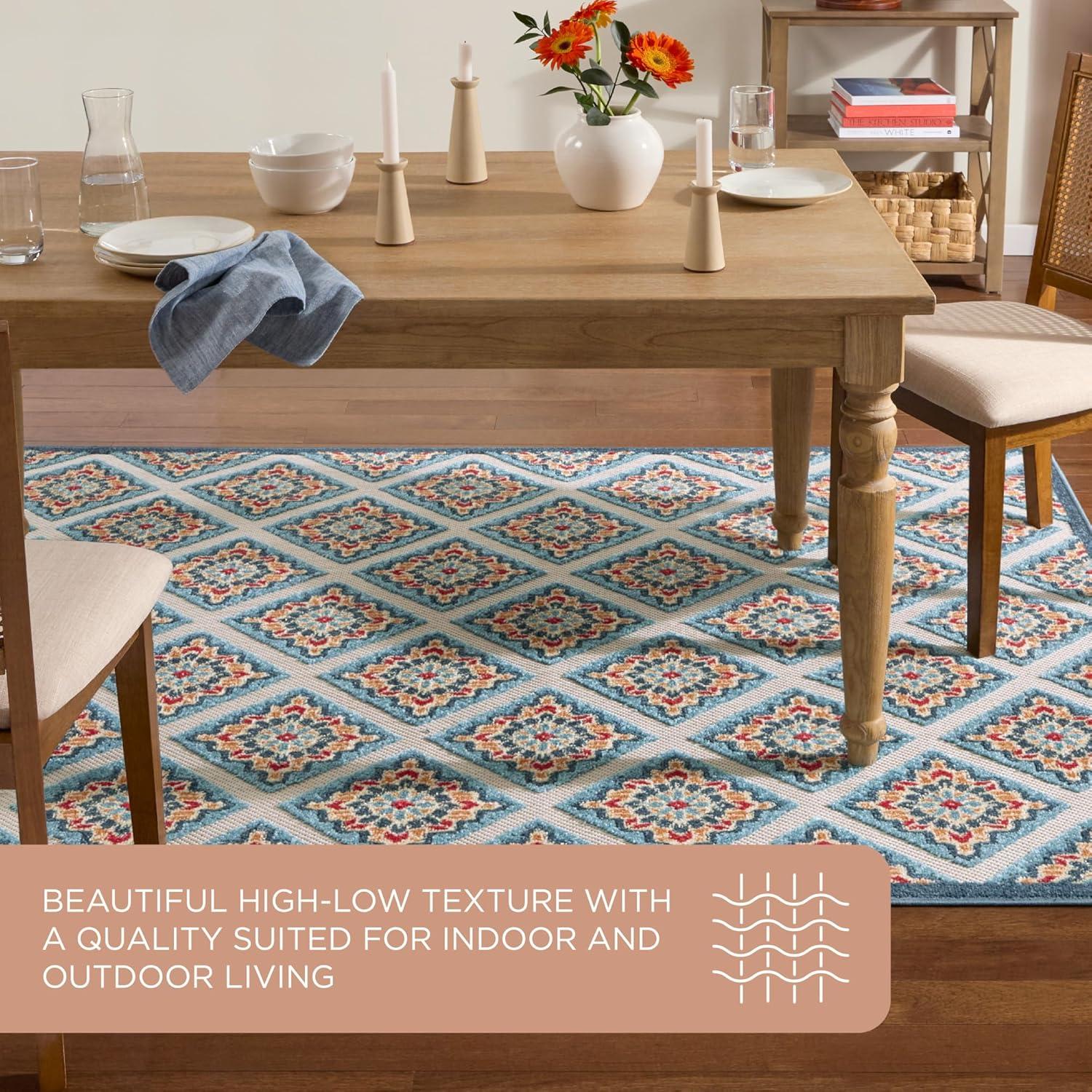 TOWN & COUNTRY EVERYDAY Brooks Retro Geo Outdoor Rug Red/Multi