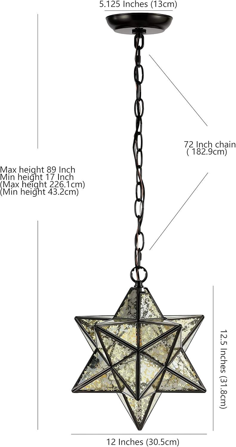 Stella 12" Oil Rubbed Bronze Moravian Star Pendant with Mercury Glass