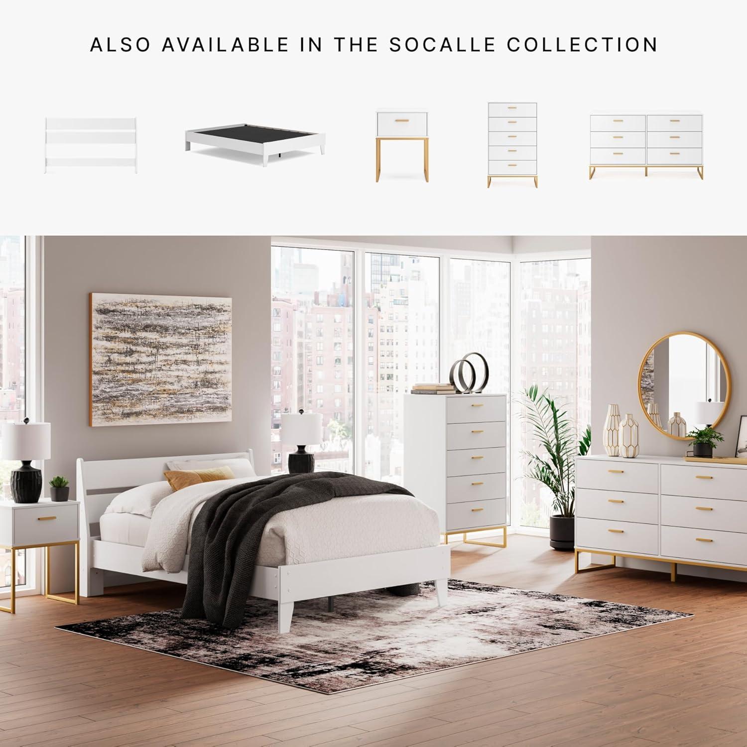 Signature Design by Ashley Socalle 1 Drawer Nightstand, White/Gold