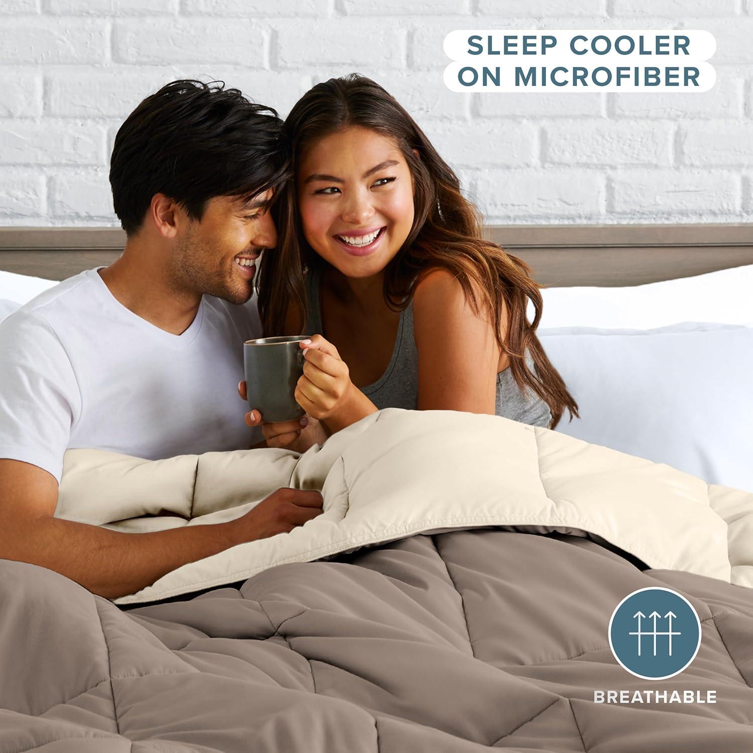 Bare Home Premium Ultra Soft Modern & Contemporary Box Stitch Comforter