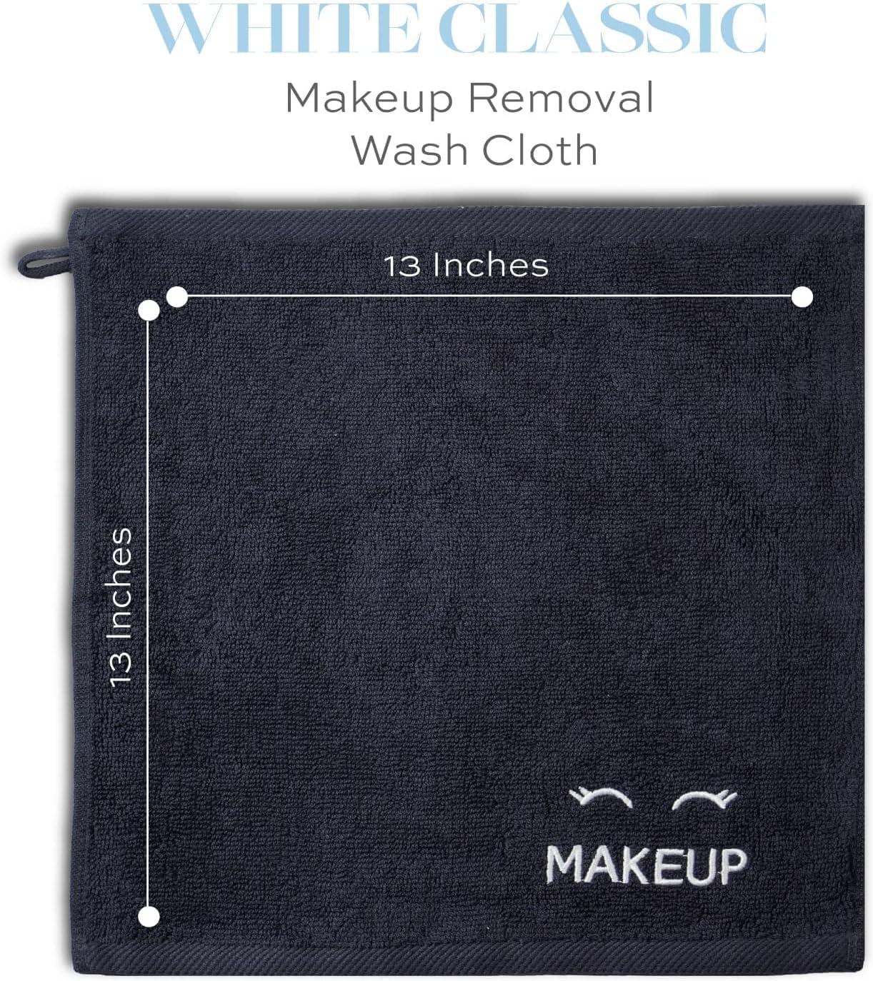 Luxury Hotel Collection Black Makeup Removal Washcloths Bleach Safe | Set of 6 | 13x13