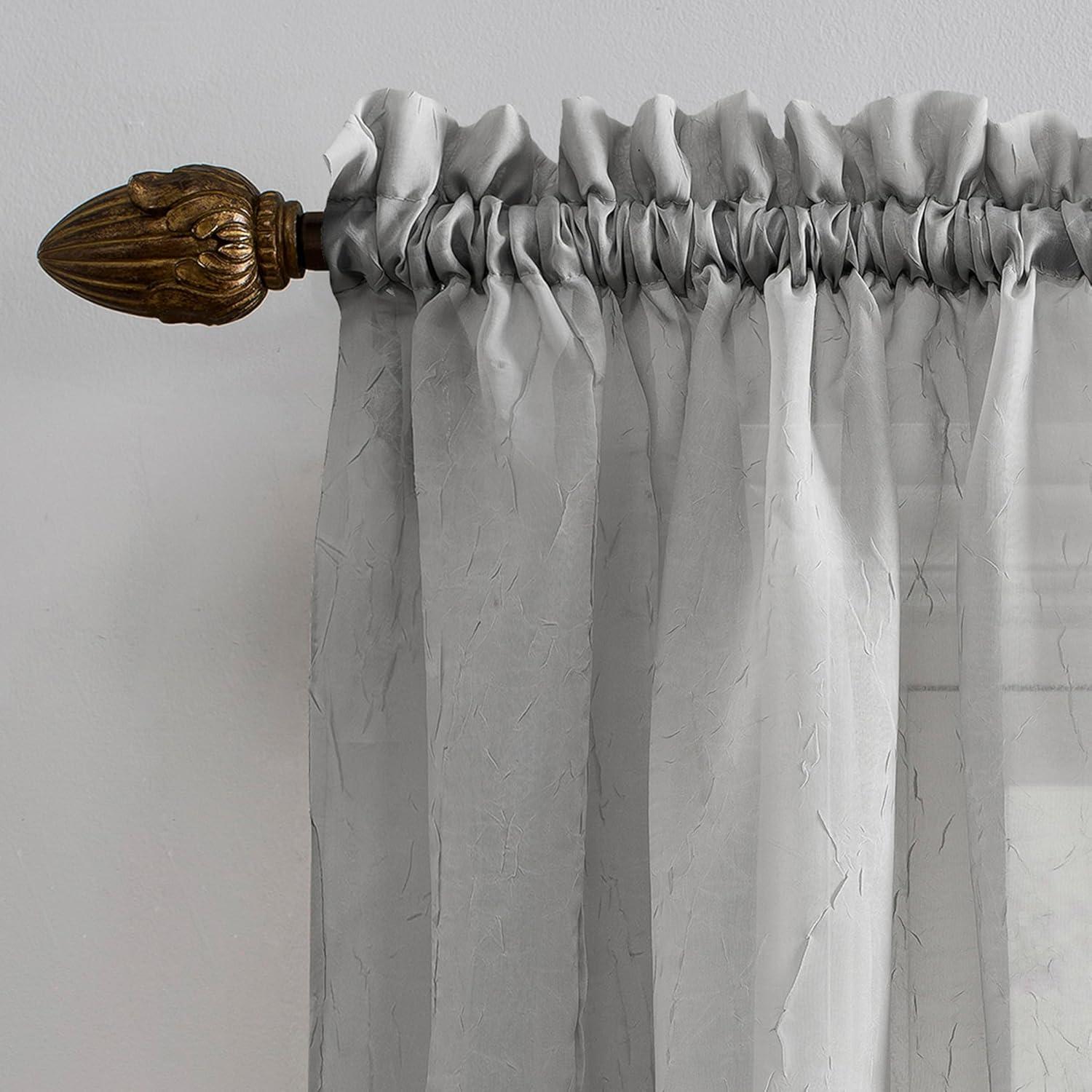 51"x84" Erica Crushed Sheer Voile Rod Pocket Curtain Panel Silver - No. 918