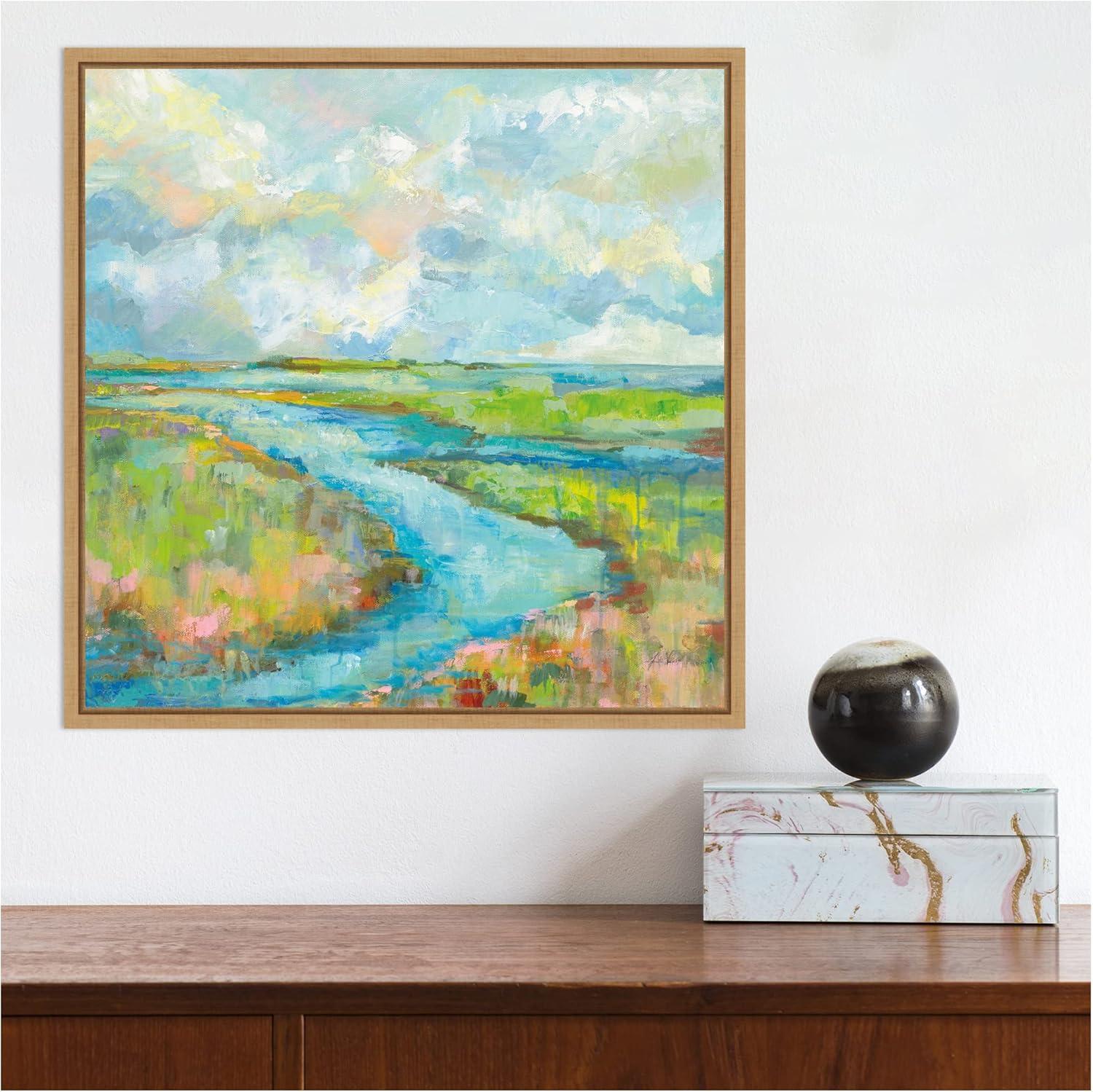 Amanti Art Marsh (Stream) by Jeanette Vertentes Canvas Wall Art Print Framed 16 x 16-in.