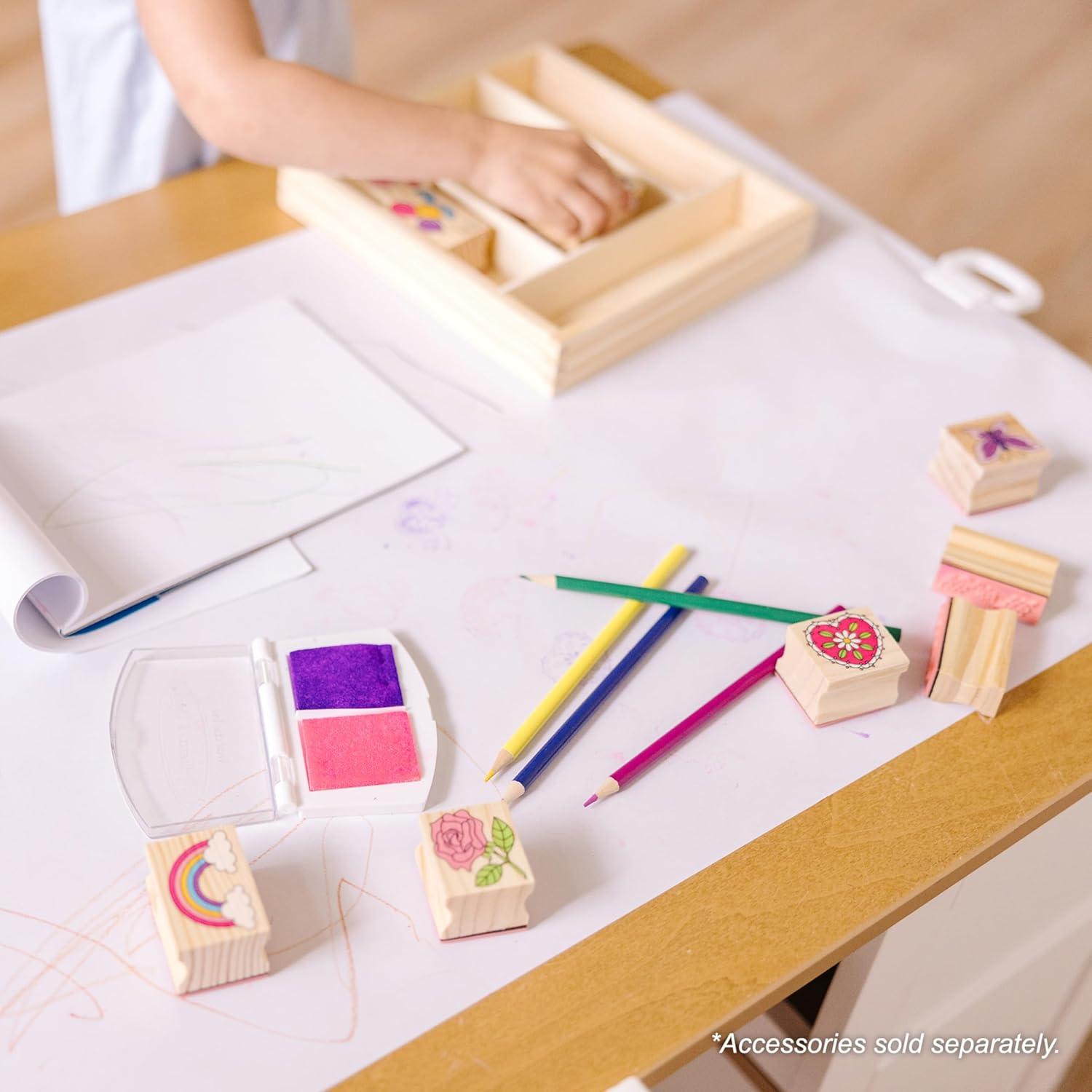 Melissa & Doug Kids Furniture Wooden Art Table & Chairs Set - White