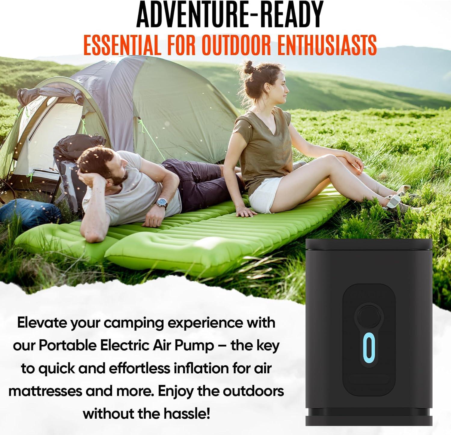 Portable Air Pump for Inflatables - 2400mAH Rechargeable Battery Powered Air Mattress Pump - Mini Air Pump for Air Mattress Bed, Pool Floats Inflator, Boat, Inflatable Cushions, Toys