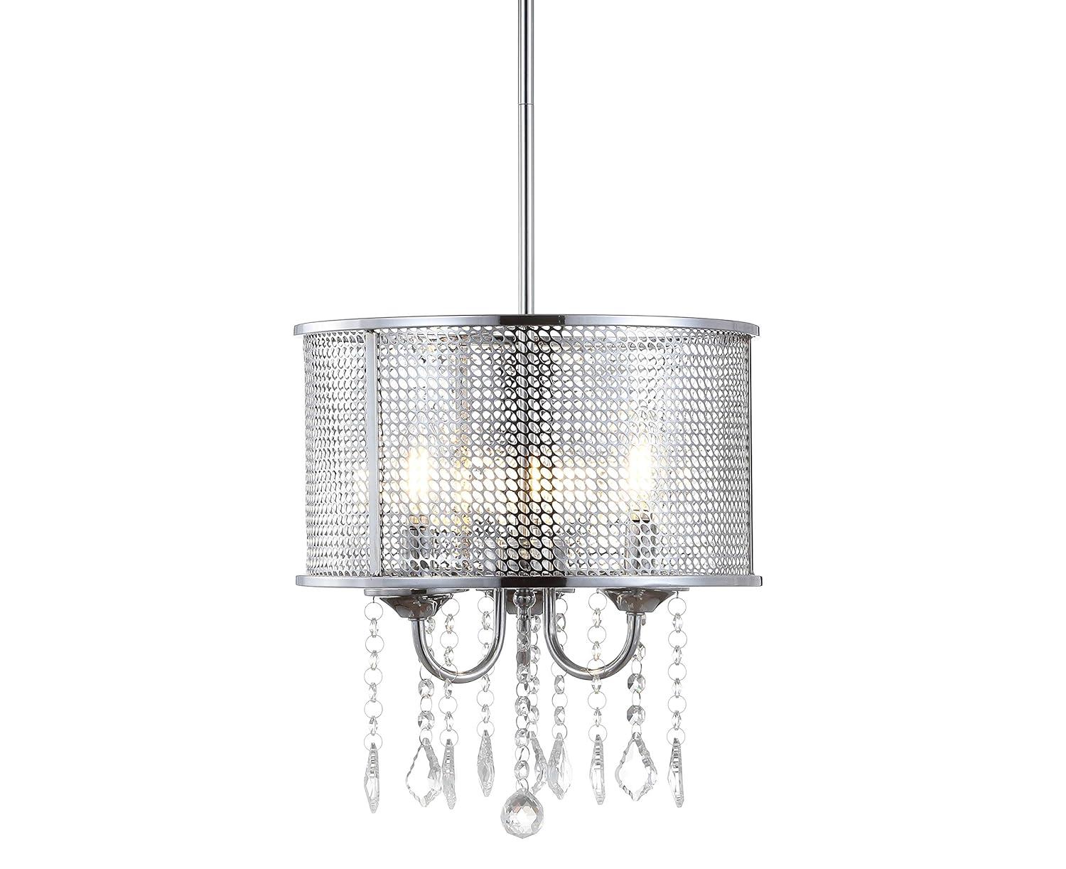 JONATHAN Y JYL7465A Avah 13" Metal/Crystal Adjustable LED Drop Chandelier, Glam, Contemporary for living room, dinning room, bedroom, office Bulb Included, Chrome