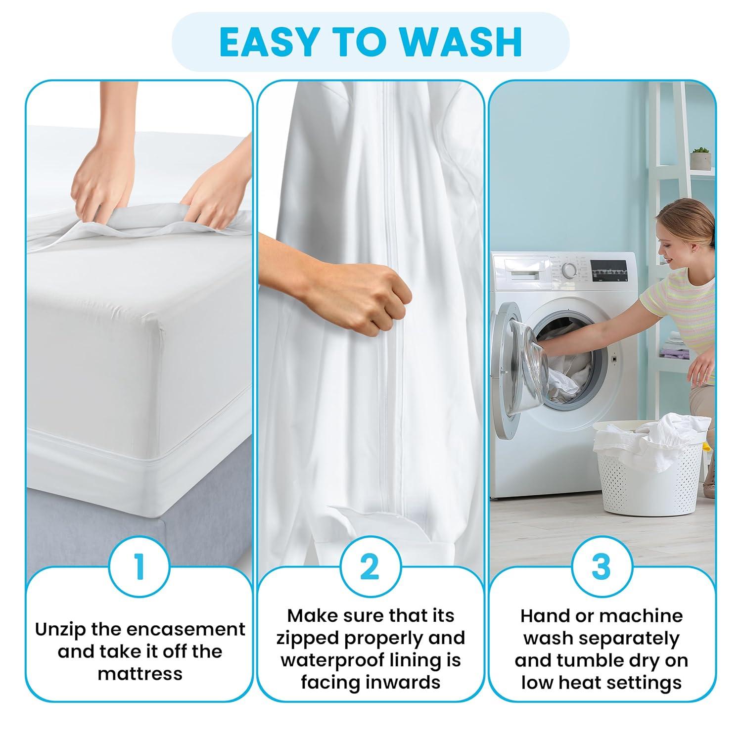 Lux Decor Collection Waterproof Zipper Encasement for Mattress Bed Bug Resistant & Hypoallergenic
