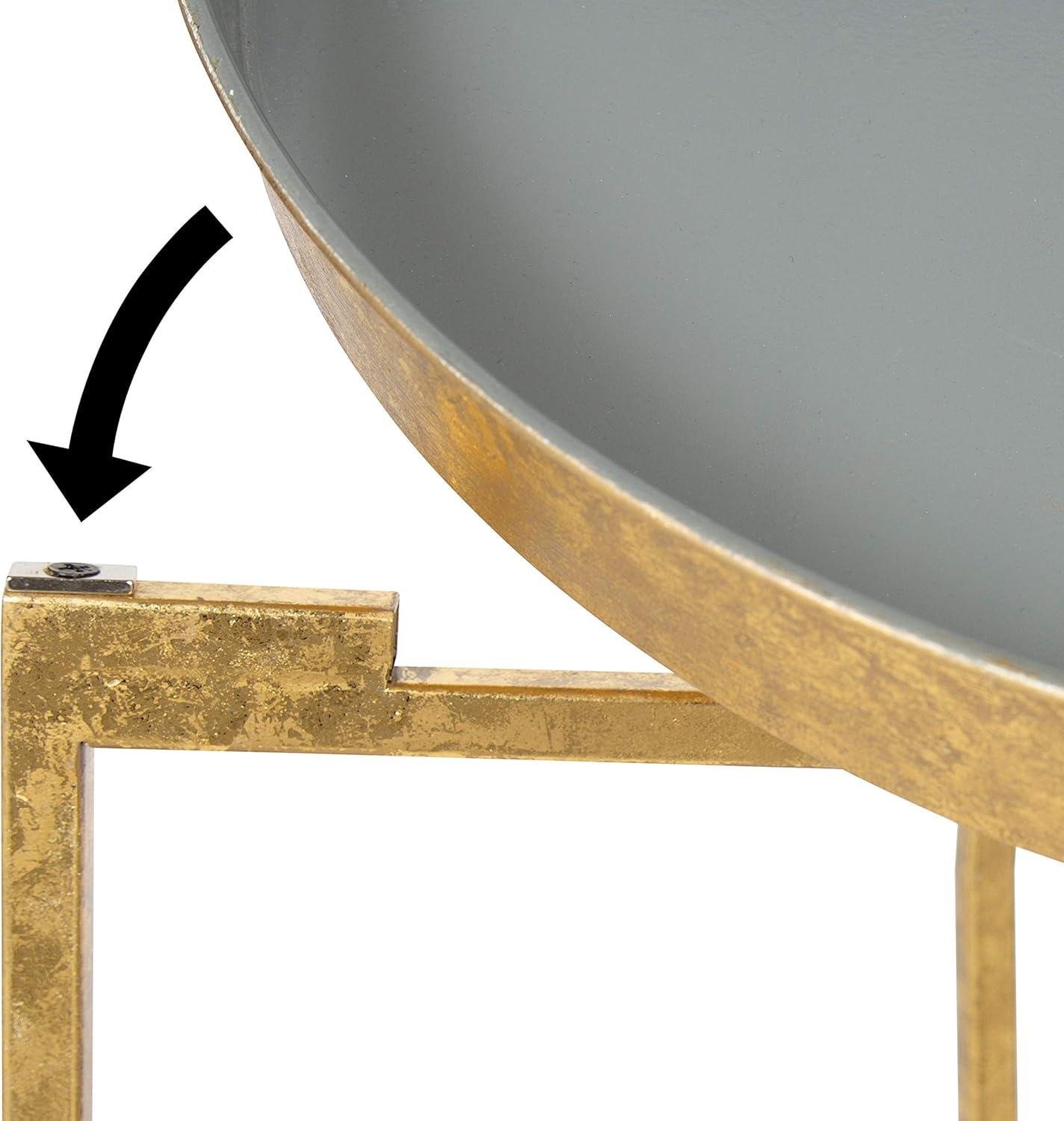 Kate and Laurel Celia Round Metal Side Table, 18.25x18.25x22, Gold and Gray