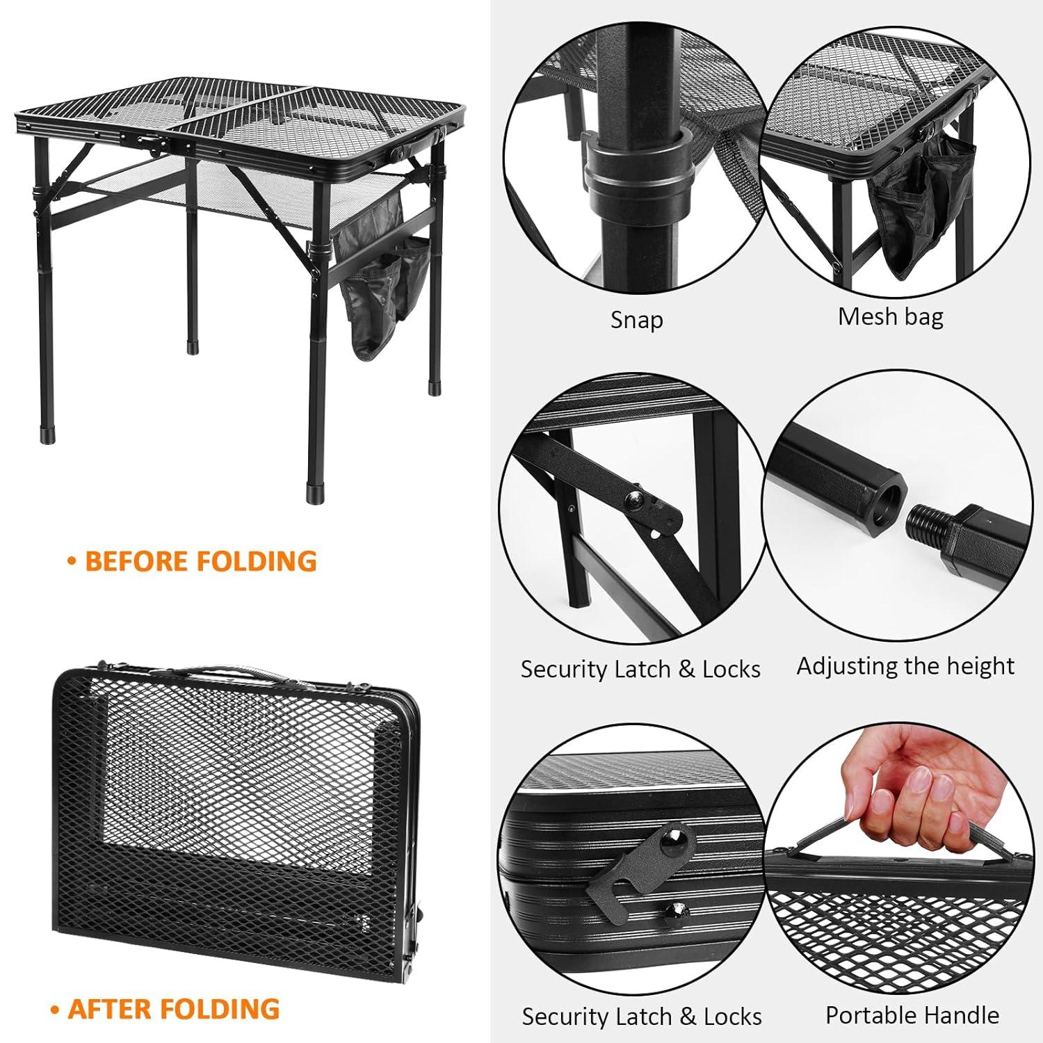 MAXAYA Small Folding Table, Easy For Storage, Compact And Portable Picnic Table For Grill, Outdoor Camping, Garden, Patio, Dining, Bbq, Party, Market, 2ft (small, Black)