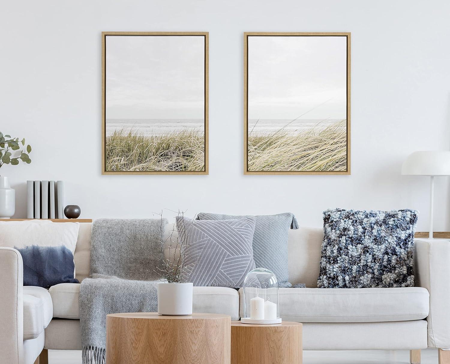 Natural Coastal Beach Scene Canvas Print Set with Polystyrene Frame