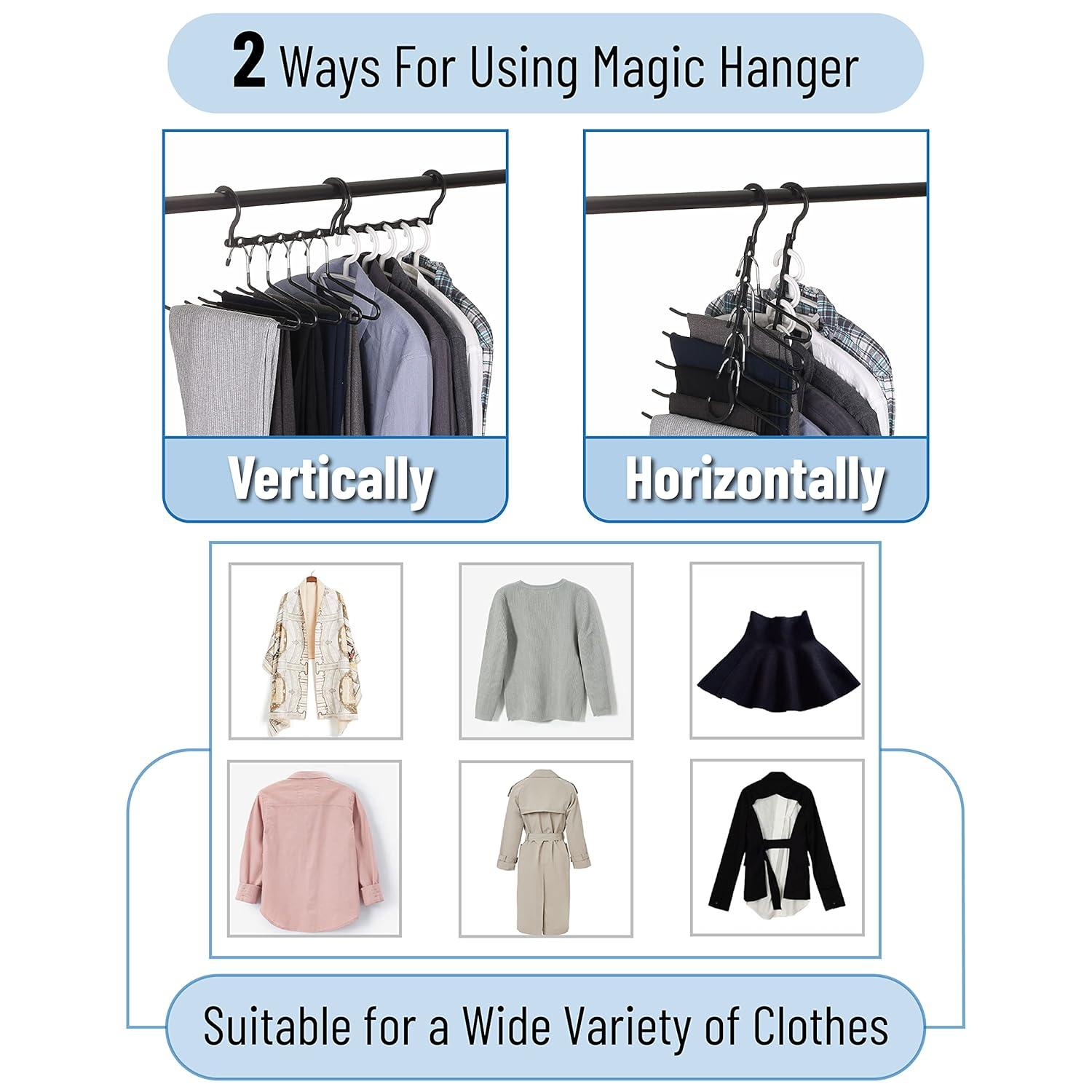 Mr. Pen- Space Saving Hangers, Black, 8 Pack, Clothes Organizers, Shirt Hangers, Magic Closet Space Savers, Back to School Supplies