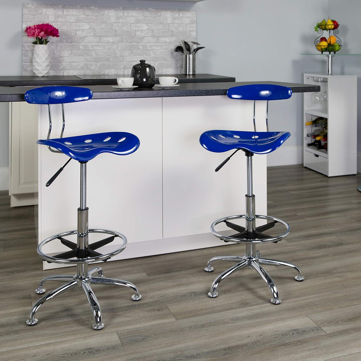 Monroe Vibrant Chrome Drafting Stool with Tractor Seat