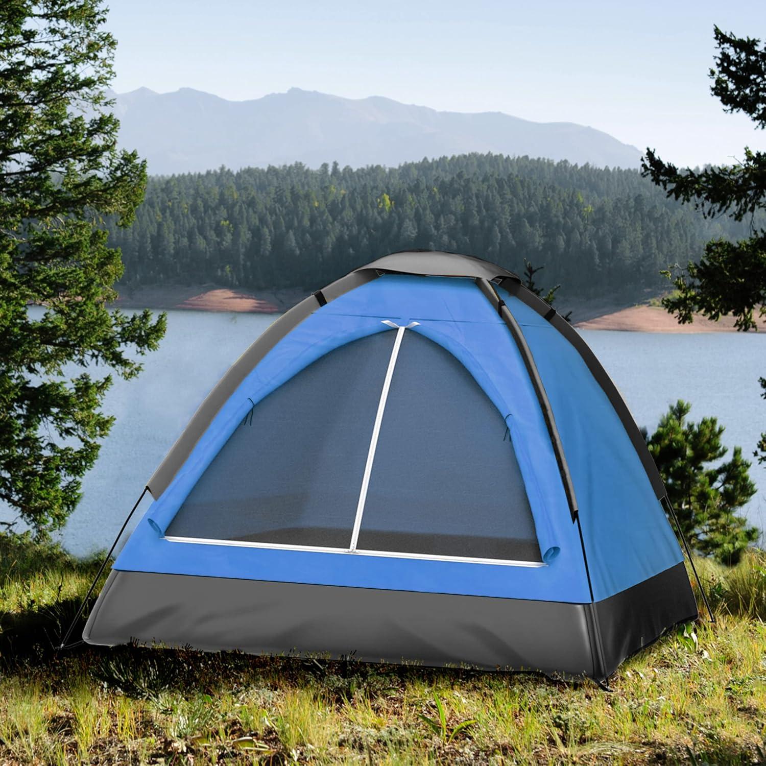 2-Person Camping Tent - Includes Rain Fly and Carrying Bag - by Wakeman Outdoors (Blue)