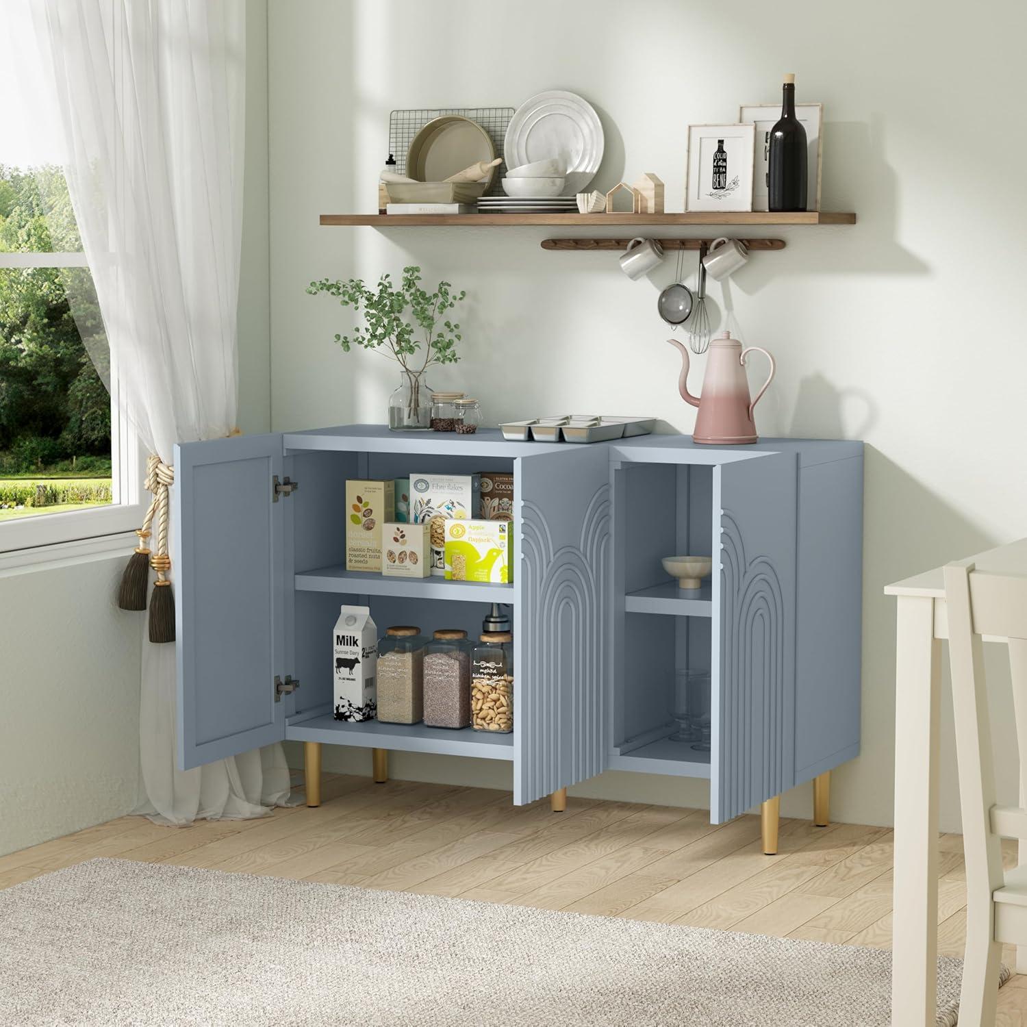 Mercer41 Sirgio 47.2'' Sideboard Buffet Cabinet with 3 Doors for Kitchen, Hallway, Living Room