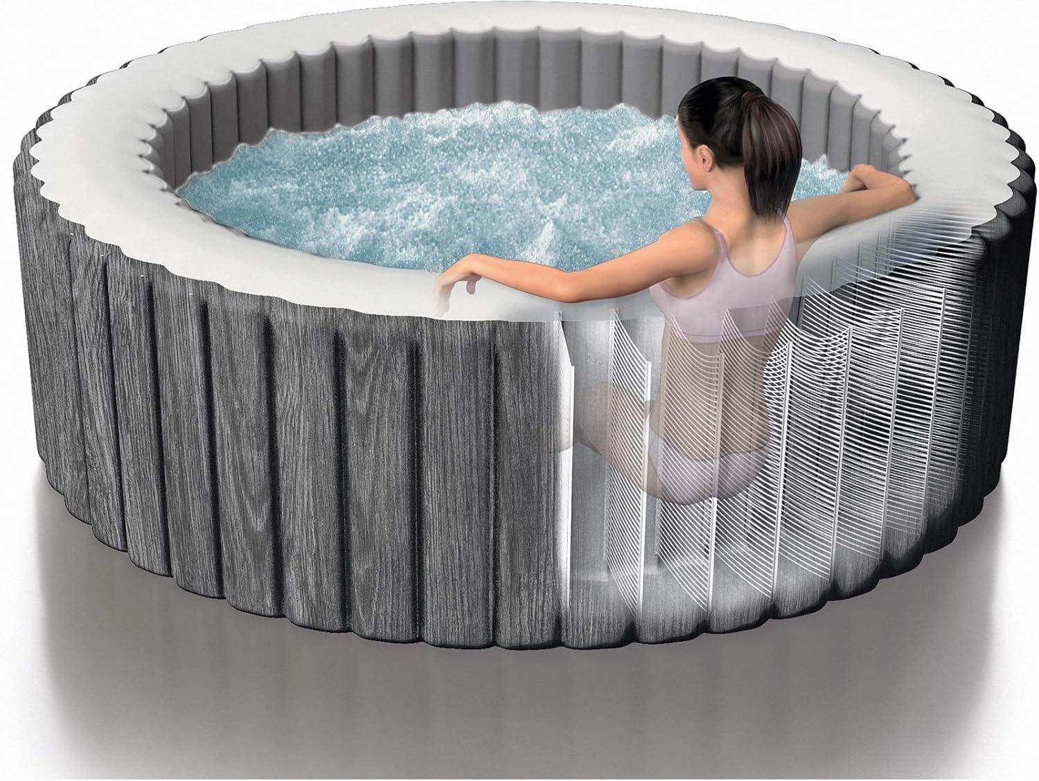 Graywood Deluxe 4-Person Inflatable Hot Tub with LED Light