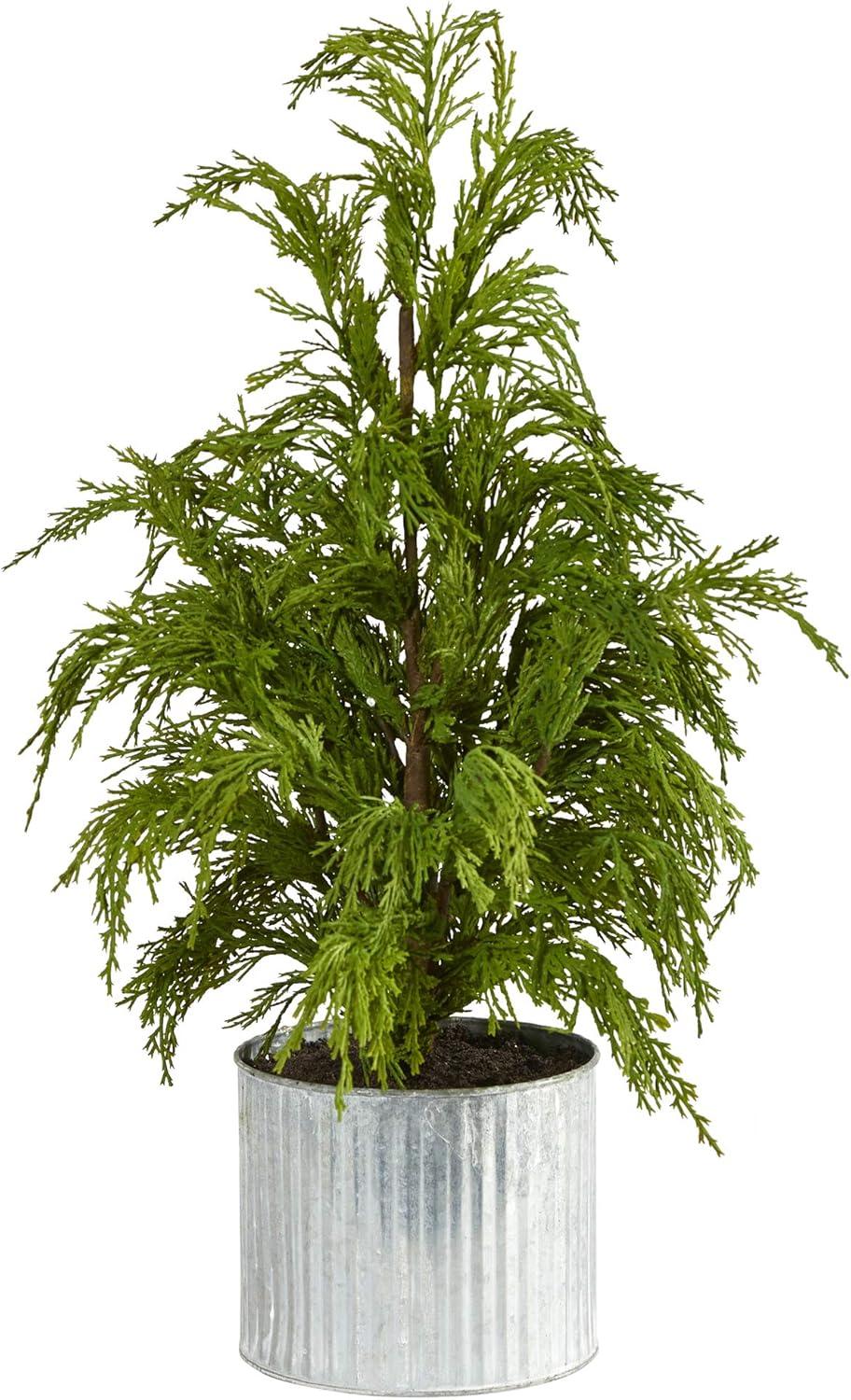 20'' Green Cedar Pine Artificial Christmas Tree in Decorative Planter