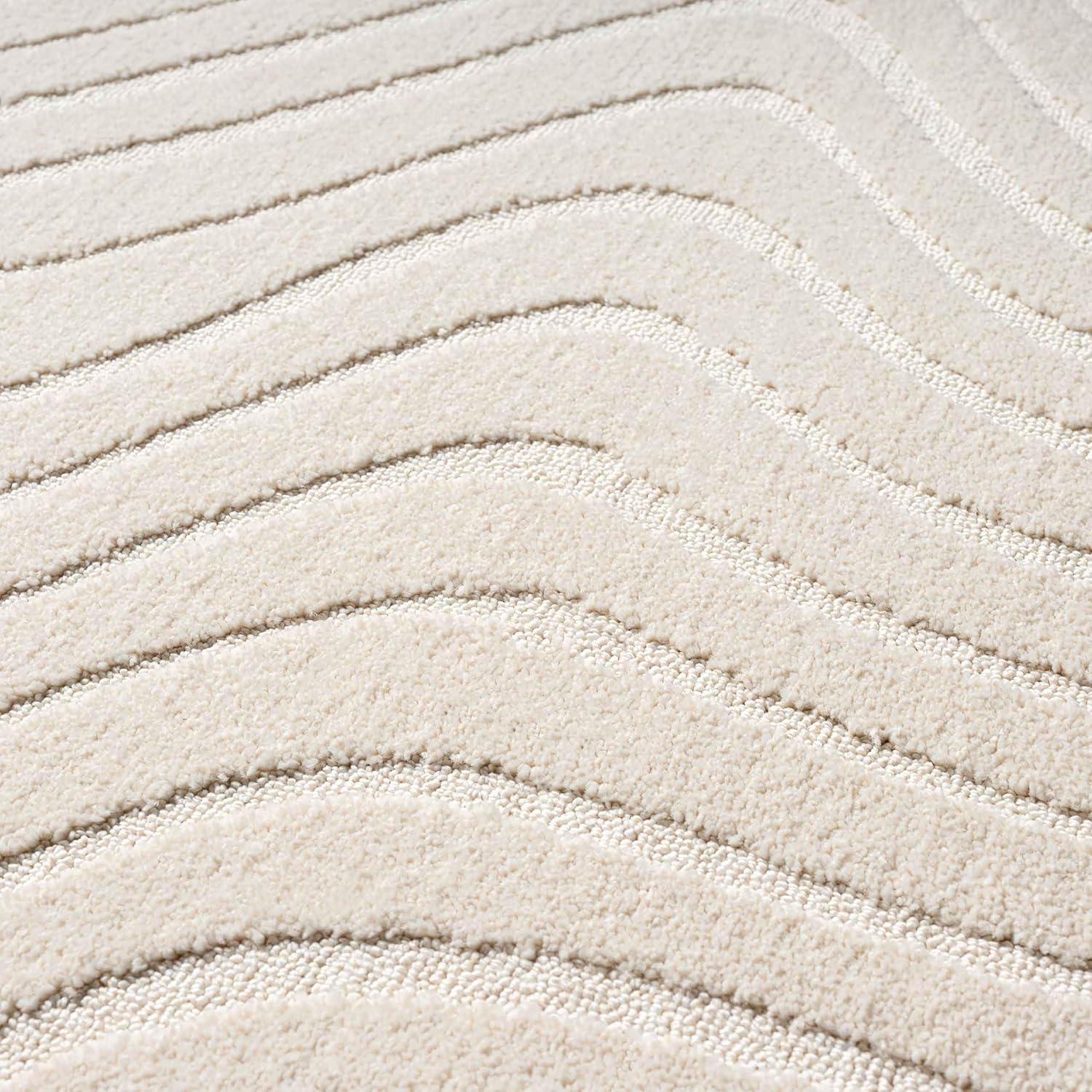 Luxe Weavers Abstract Wave Cream 8x10 Area Rug for Living Room