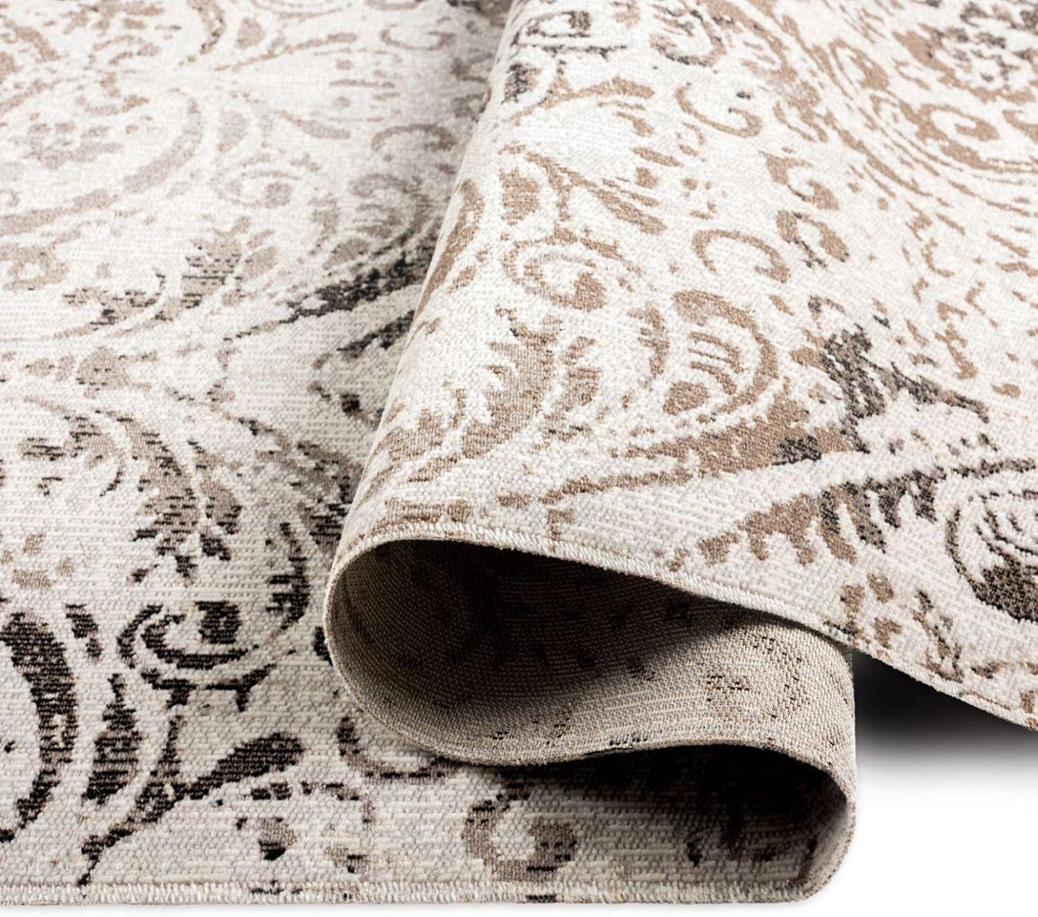 NICOLE MILLER NEW YORK Patio Sofia Juniper Paisley Indoor/Outdoor Area Rug, Ivory/Mustard