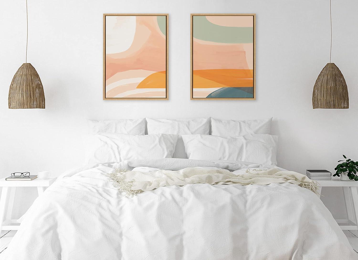 Kate and Laurel Sylvie Sunrise Over Marrakesh 1 and 2 Framed Canvas by Kate Aurelia Holloway, 2 Piece 18x24, Natural