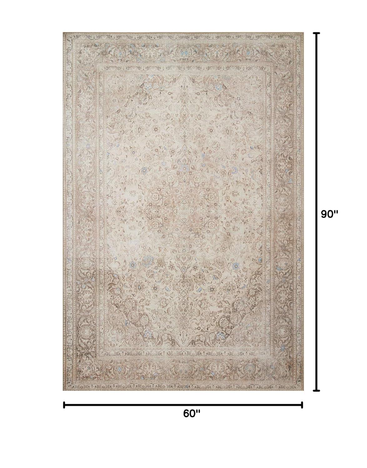 Loloi II Loren 5 x 8 (ft) Loomed Polyester Sand / Taupe Rectangular Indoor Distressed/Overdyed Oriental Area rug