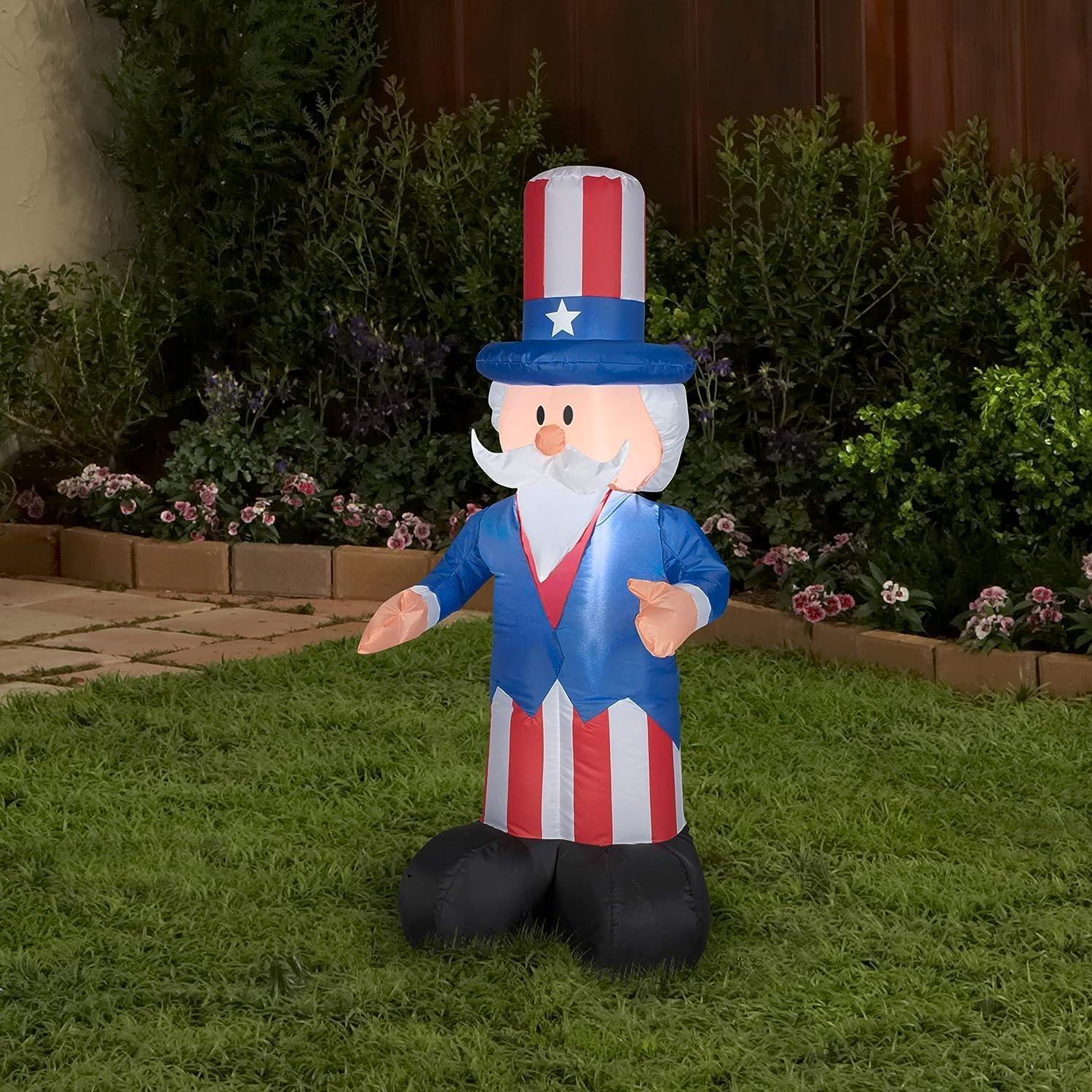 4' Lighted Inflatable Uncle Sam Decoration - National Tree Company