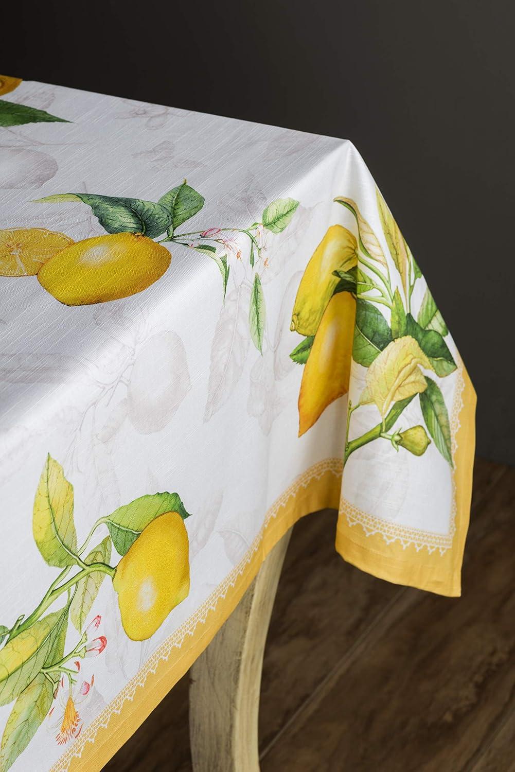 Limoncello Yellow and Green Cotton Rectangular Tablecloth 60" x 120"