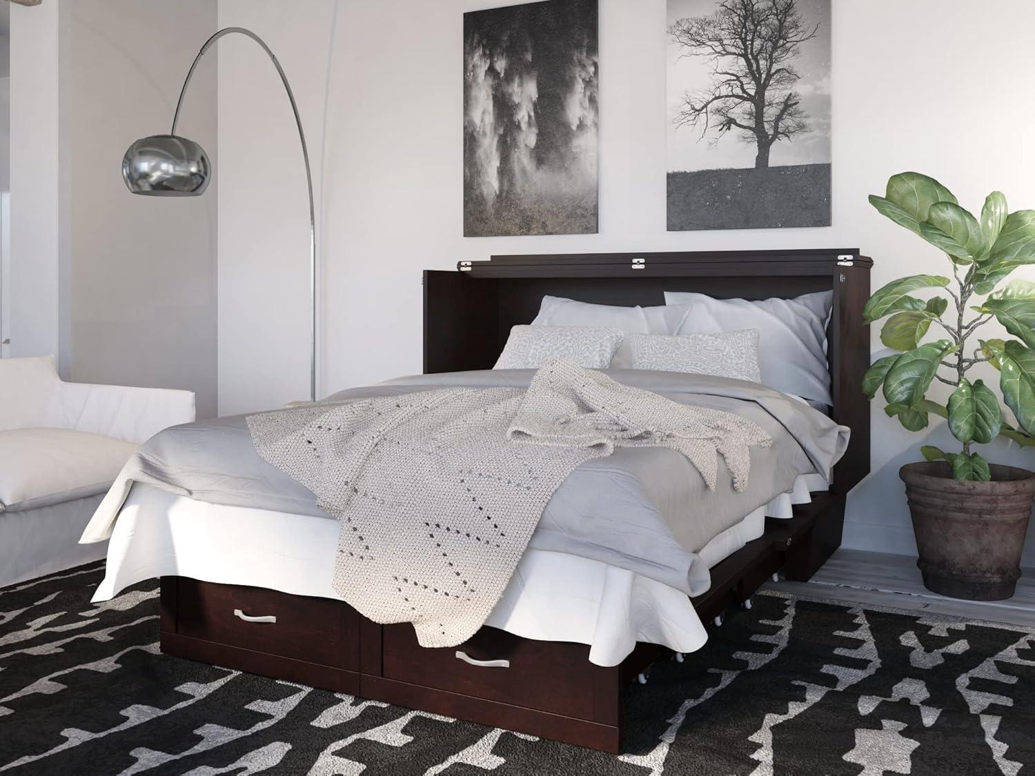 Queen Monroe Murphy Bed Chest with Memory Foam Mattress - AFI