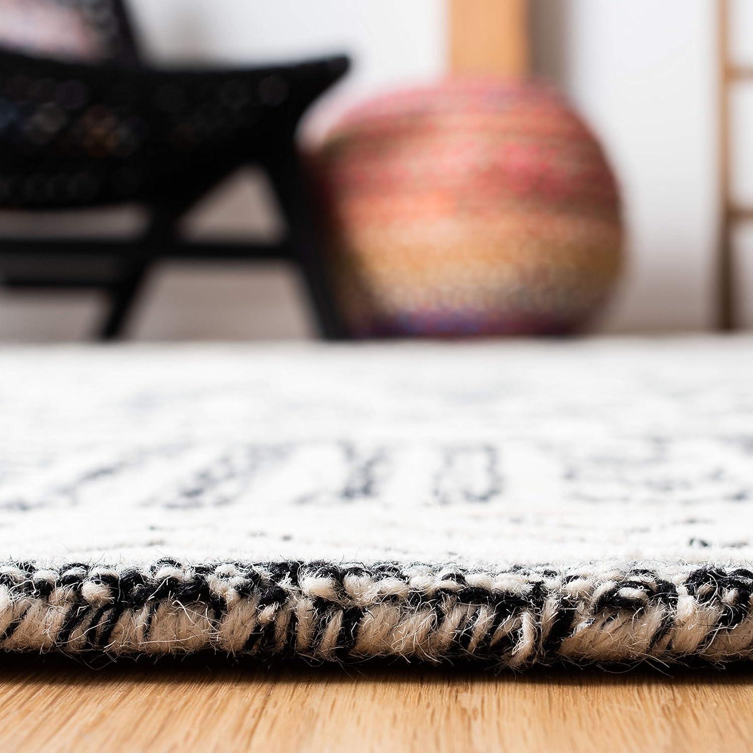 Abstract ABT558 Hand Tufted Area Rug - Ivory/Black - 4' X 6' - Safavieh.