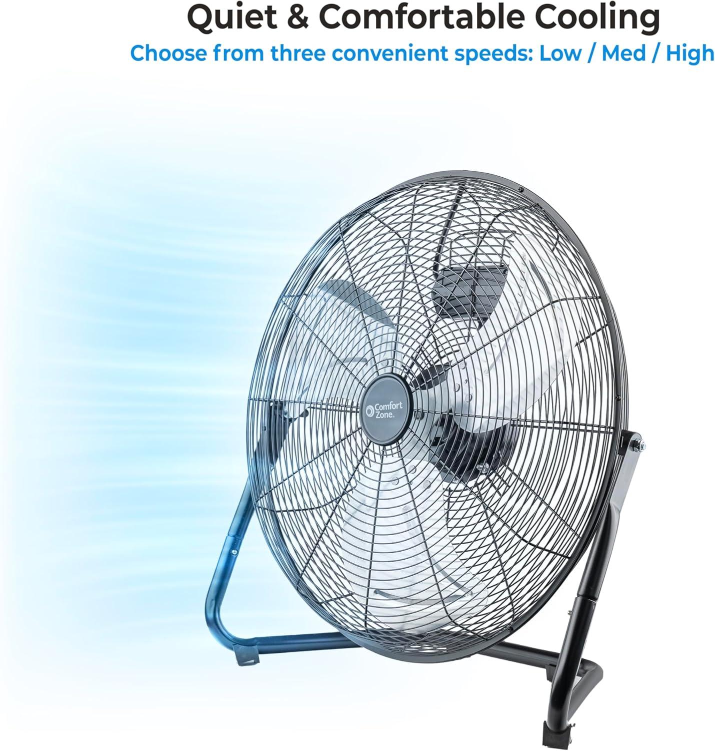 Comfort Zone 20"  Heavy-Duty All Metal Industrial Floor Fan