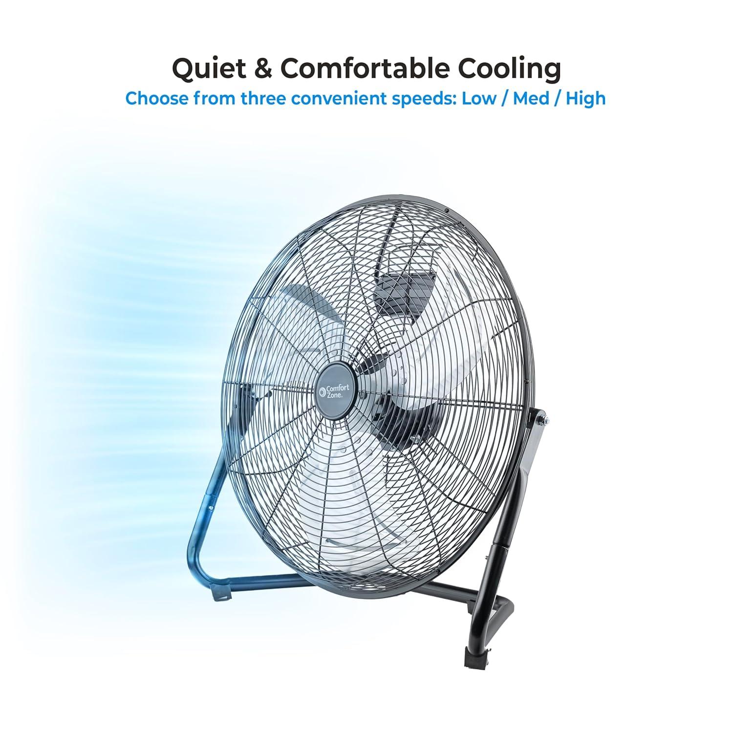 Comfort Zone 20"  Heavy-Duty All Metal Industrial Floor Fan