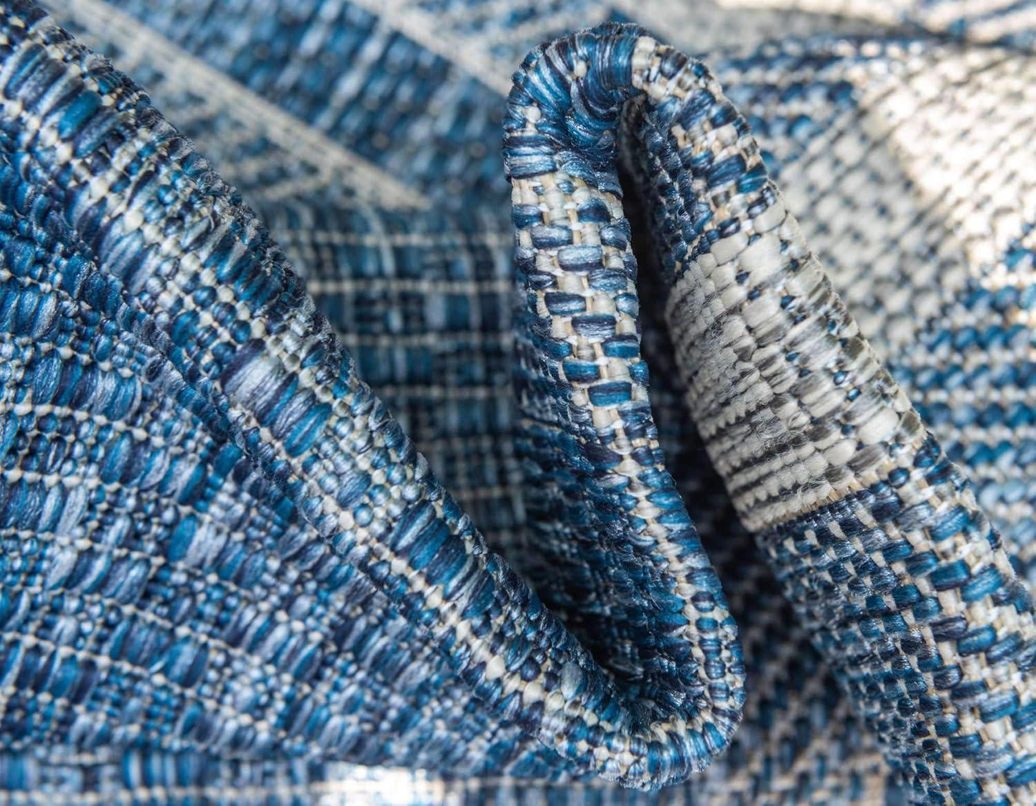 Unique Loom 6' 1 x 9' 0 Rectangle Indoor/Outdoor Border Blue Area Rug