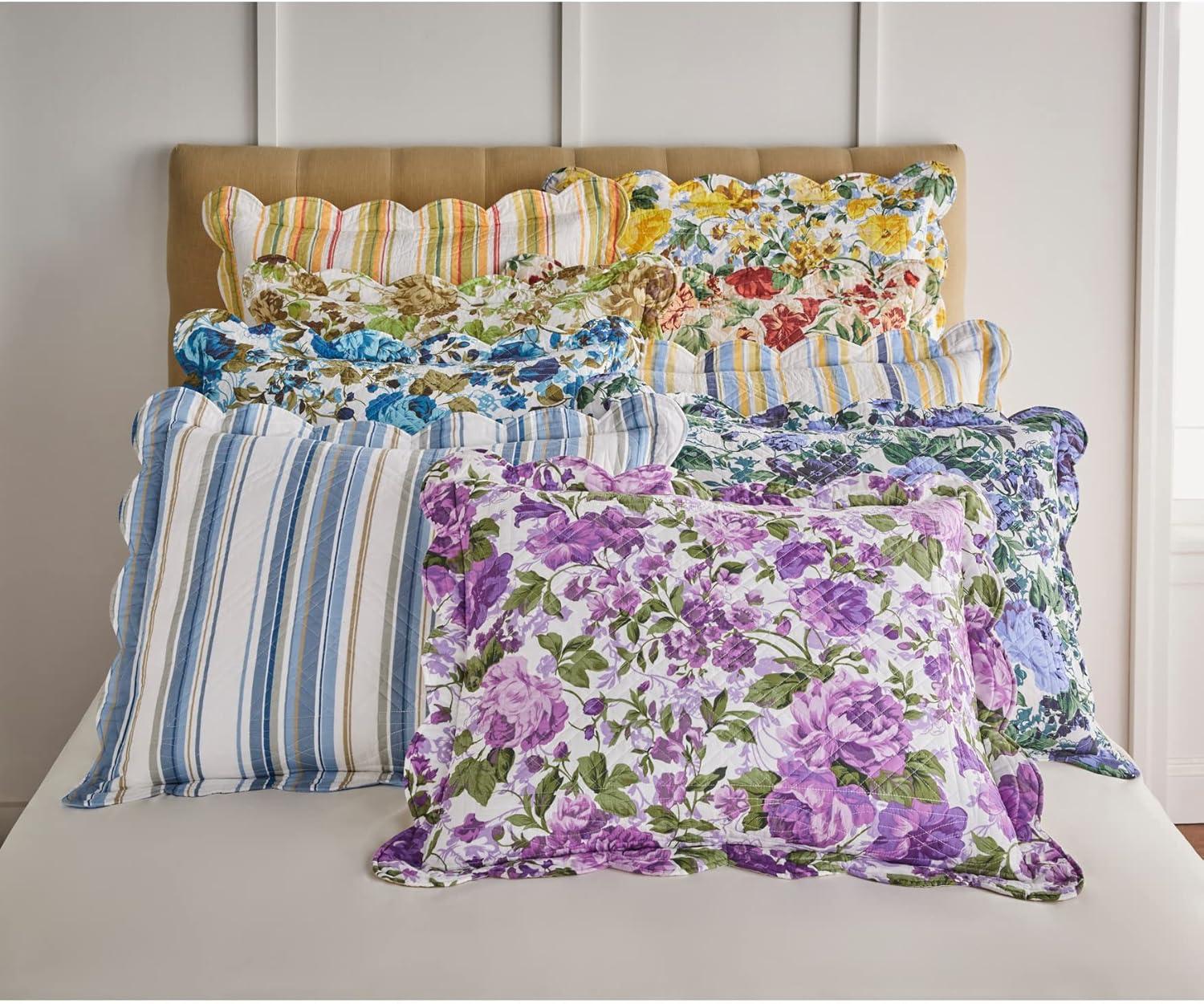 BrylaneHome Florence Sham - King, Blue Stripe