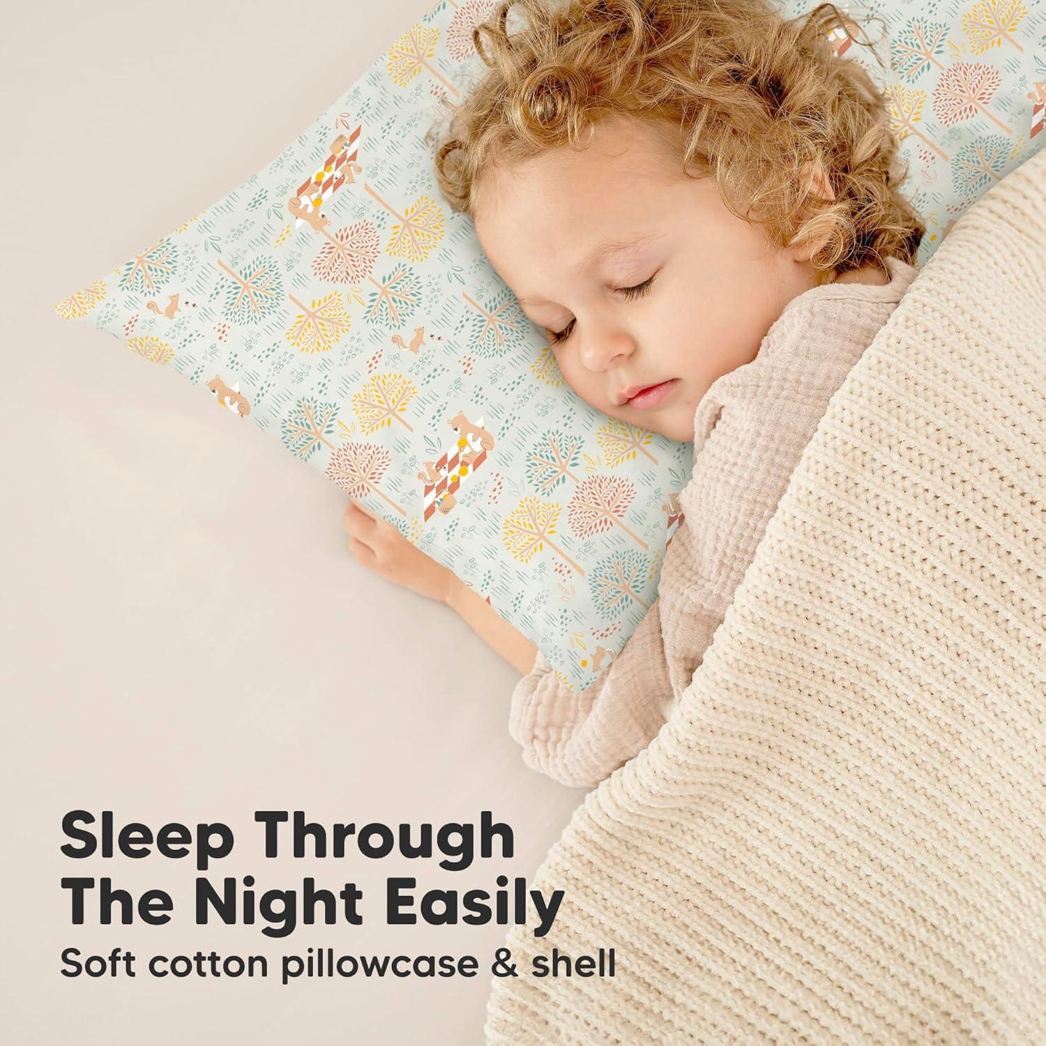 KeaBabies Toddler Pillow with Pillowcase, 13X18 Soft Organic Cotton Toddler Pillows for Sleeping, Kids Travel Pillow Age 2-5 (Wild Picnic)