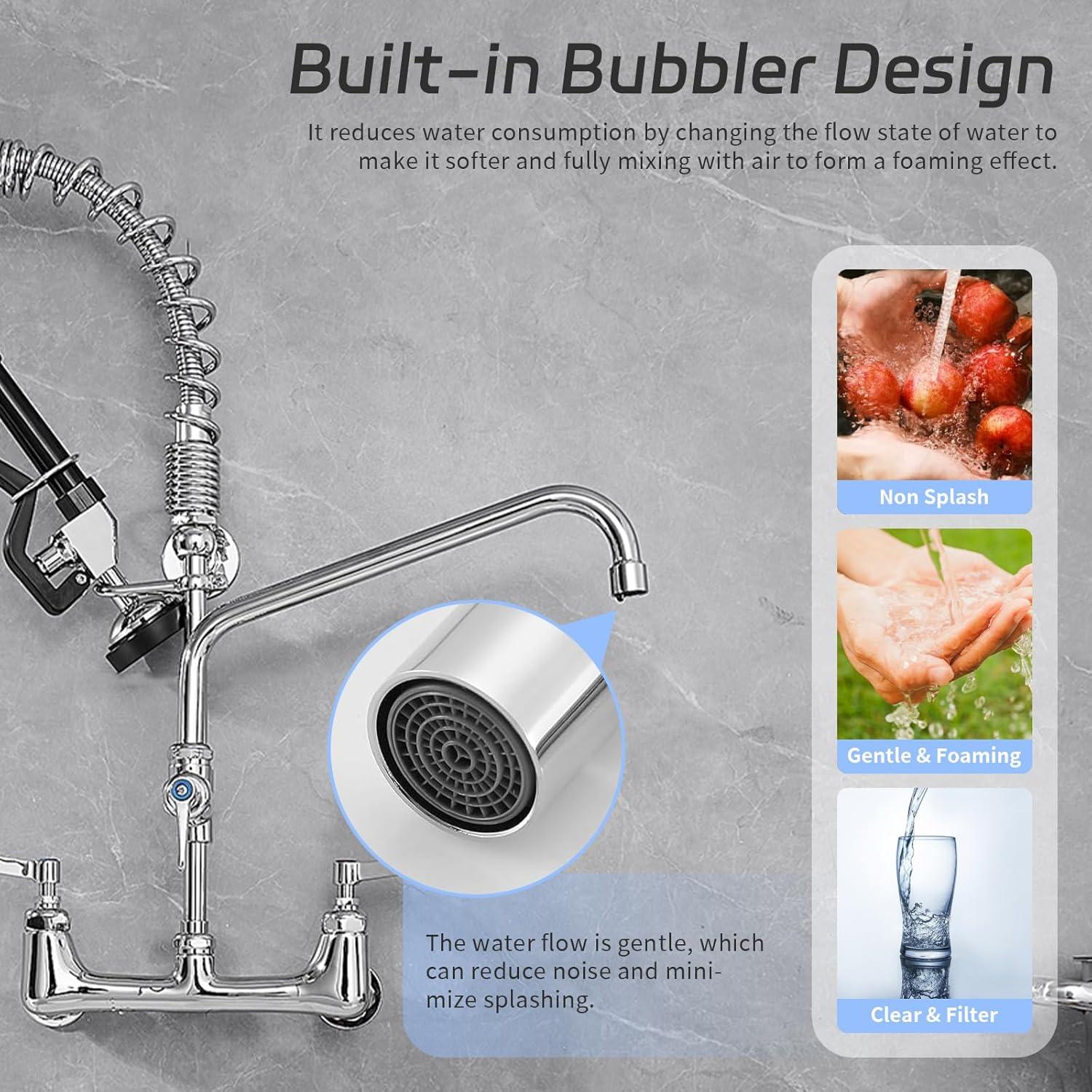 BWE Double Handle Wall Mount Standard Kitchen Faucet