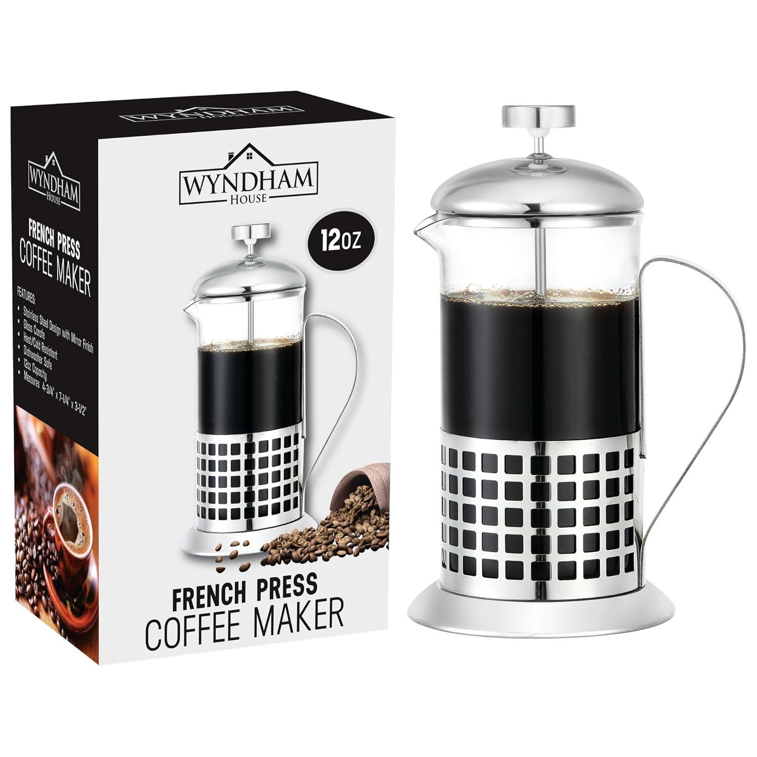 Wyndham House Stainless Steel 12oz French Press Coffee Maker
