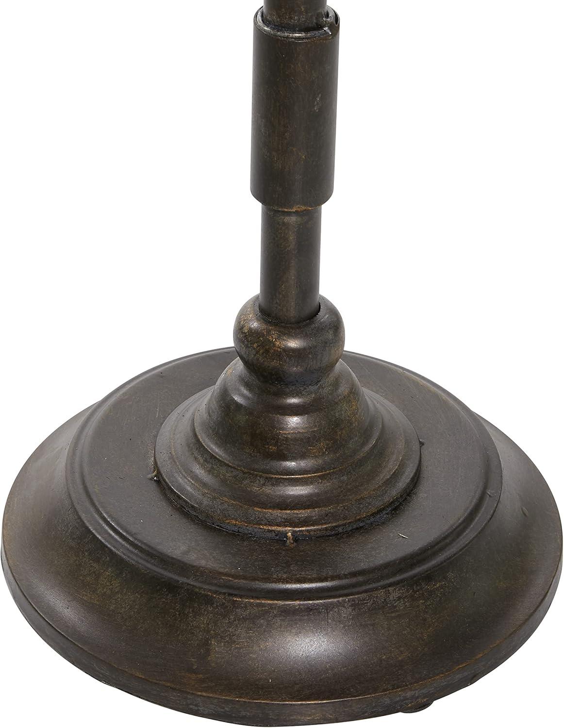 Olivia & May Industrial Wood Pedestal Accent Table Brown: Round Iron Base, No Assembly Required