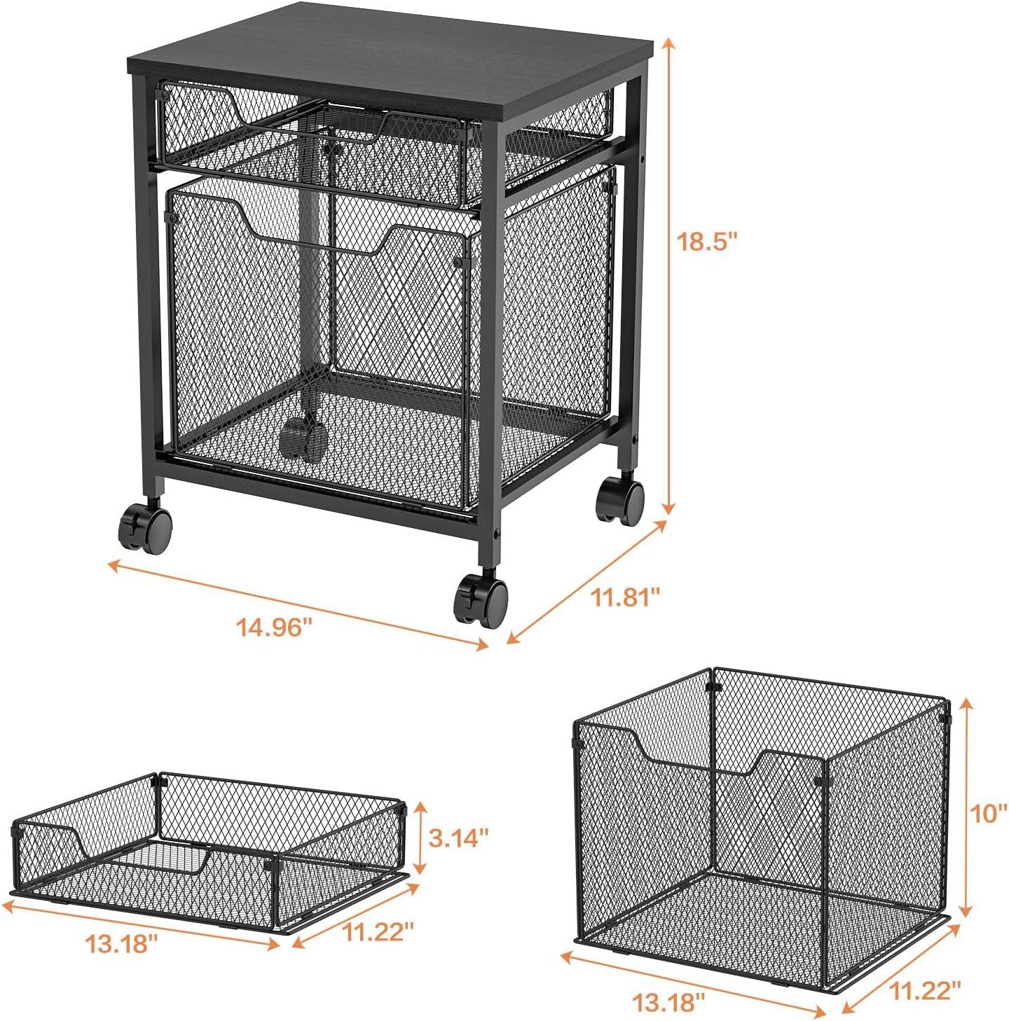 Black Mobile Legal Size 2-Drawer Rolling File Cabinet