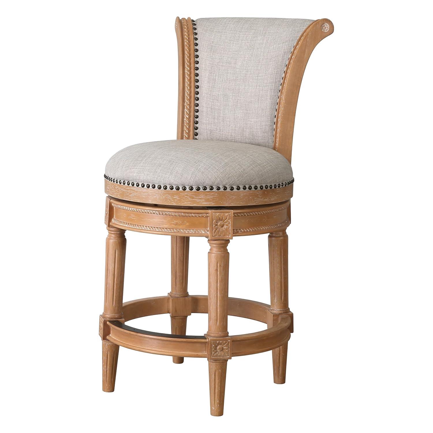 Ophelia & Co. Ted High Back Solid Wood Swivel Bar Stool