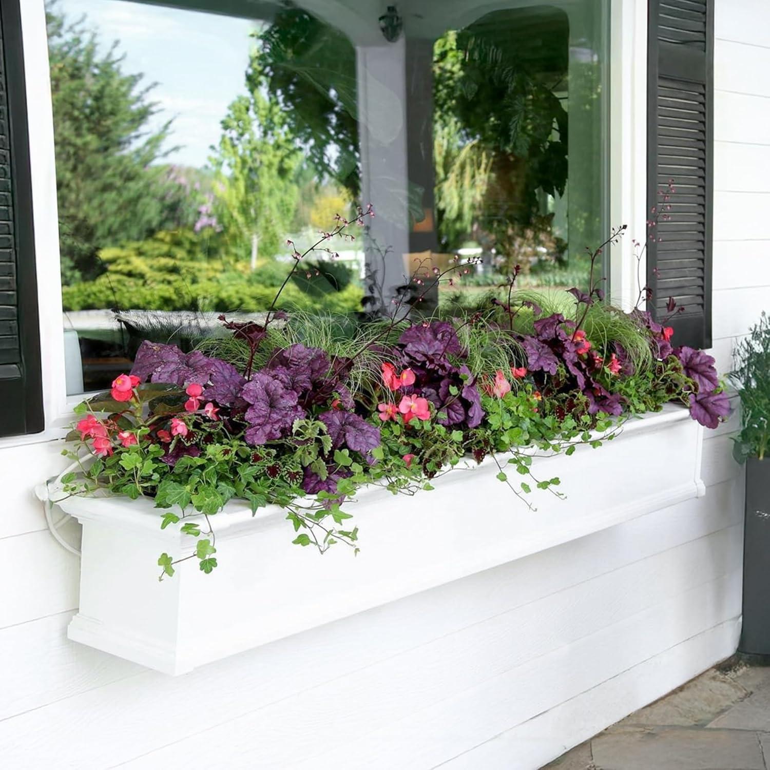 Yorkshire 6-Foot White Vinyl Outdoor Window Box